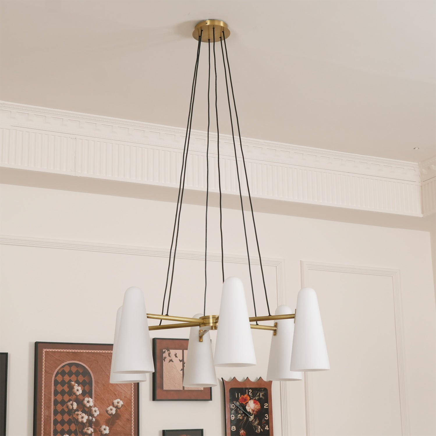 Kronleuchter Glas Messing, Vintage Design Dimmbar