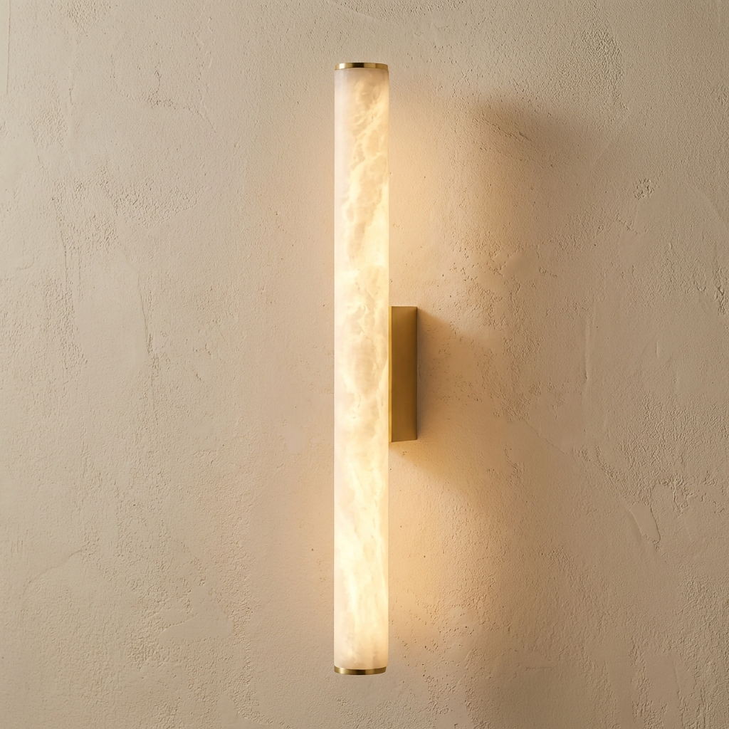Alabaster Wandleuchte Linear, Naturstein Design Dimmbar