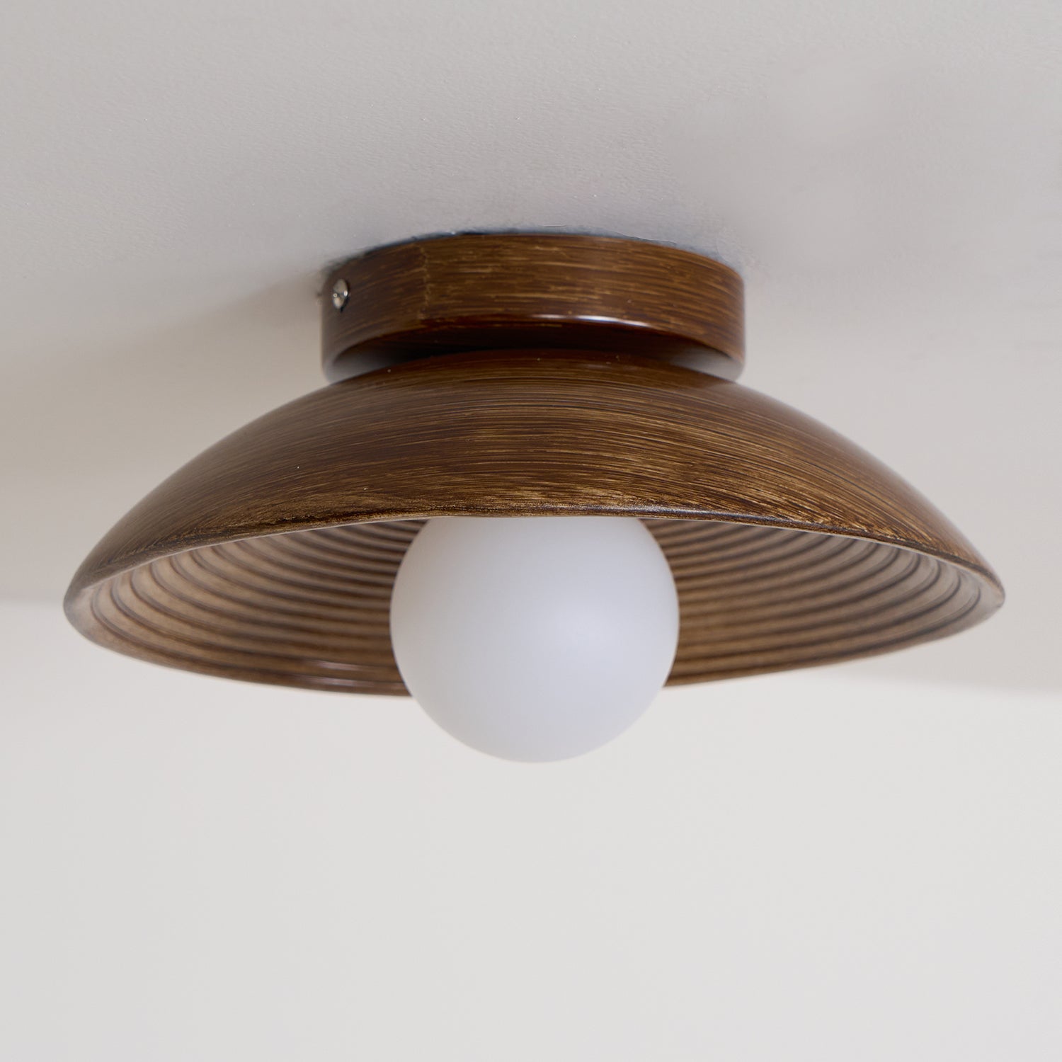 Deckenleuchte Rund Glas 27 cm, LED Flach Dimmbar für Wand & Decke