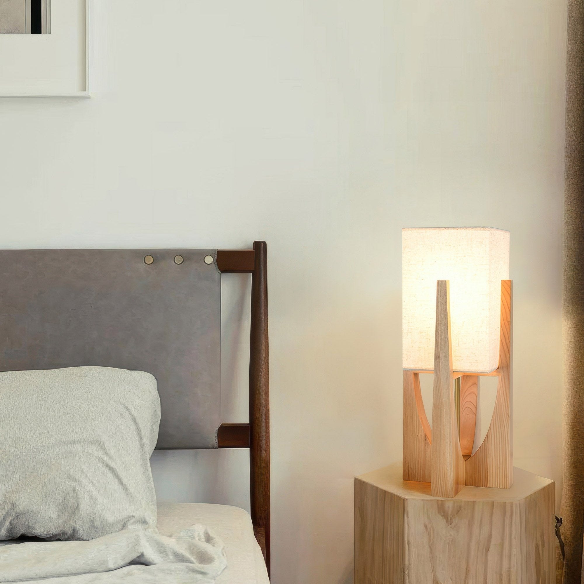 Holz Stehlampe Stoffschirm, Moderne Stehleuchte