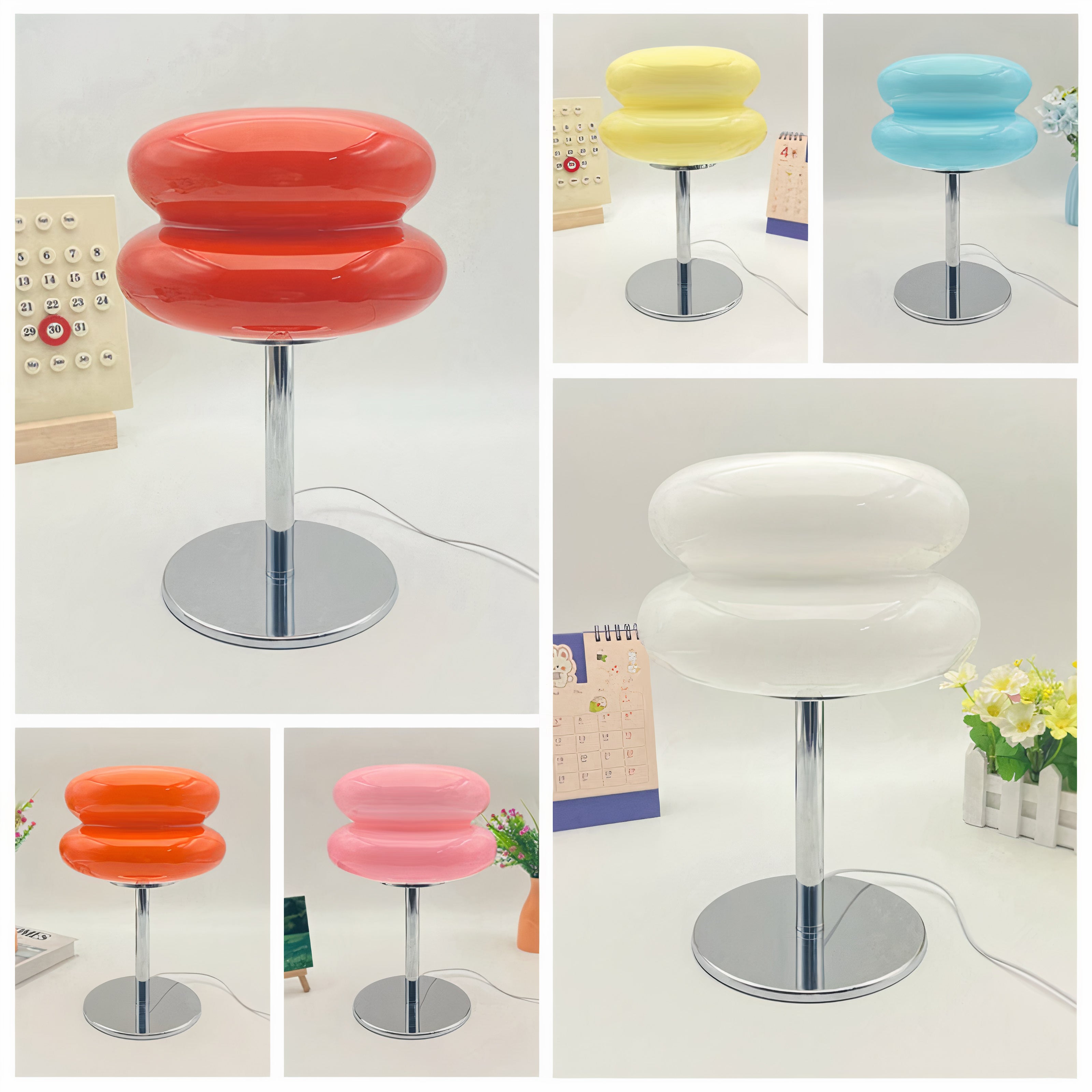 Retro Tischlampe Glas, Wolkenform, Modernes Design, G9