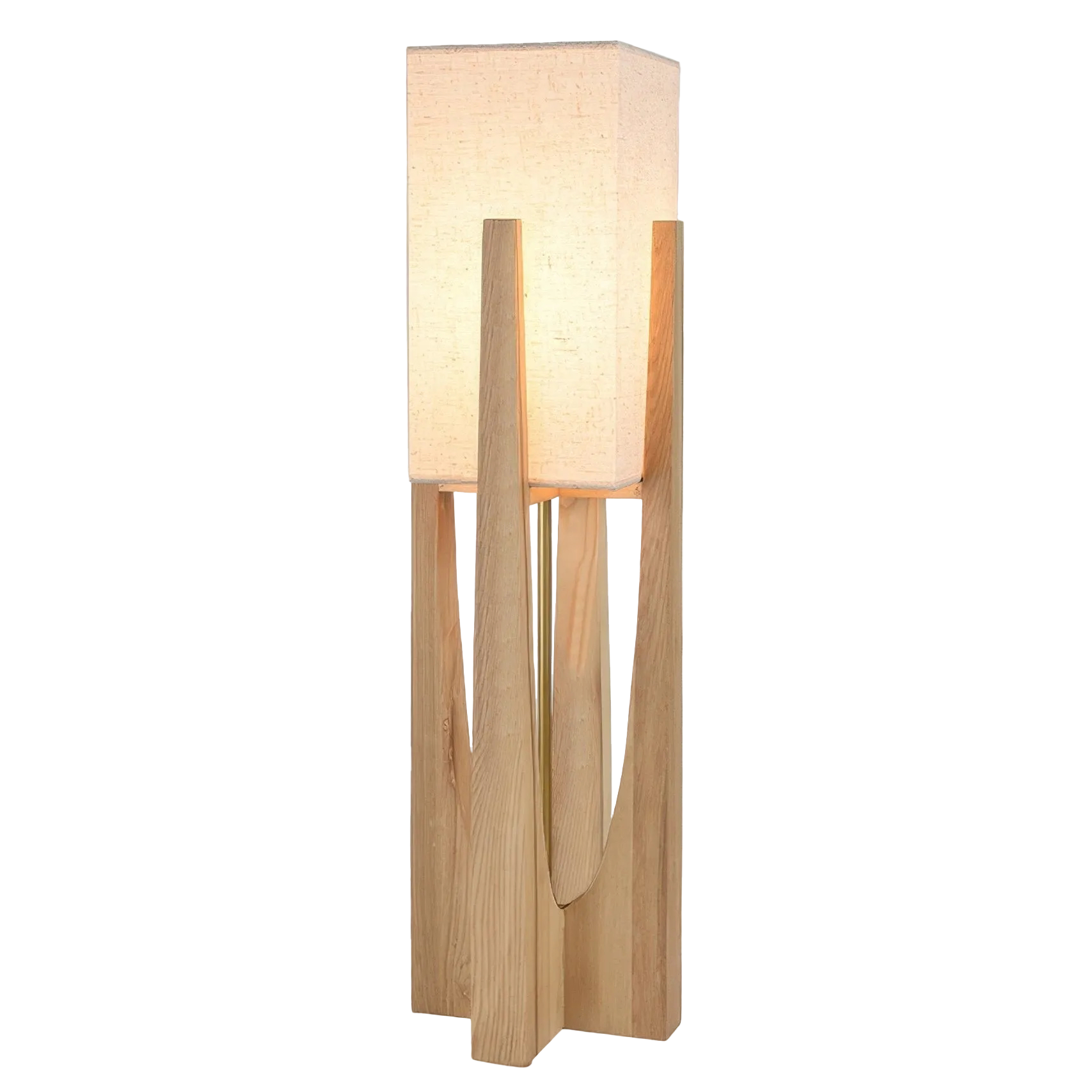 Holz Stehlampe Stoffschirm, Moderne Stehleuchte