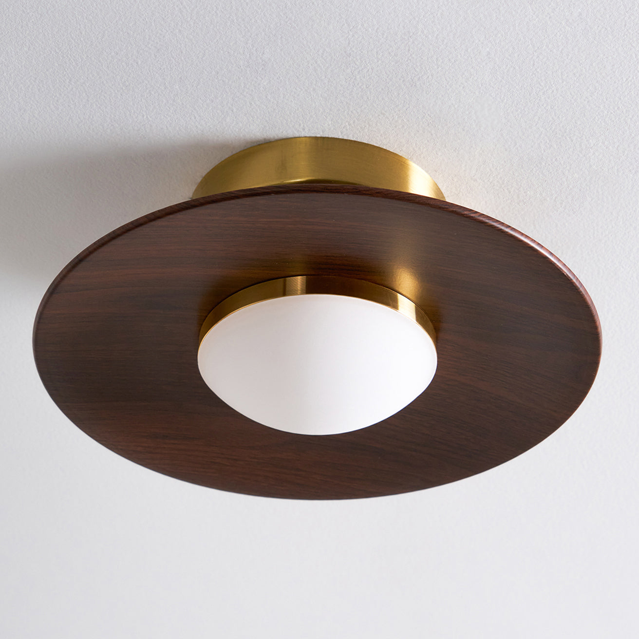 LED Deckenleuchte Walnuss Rund, Flaches Design Dimmbar Warmweiß