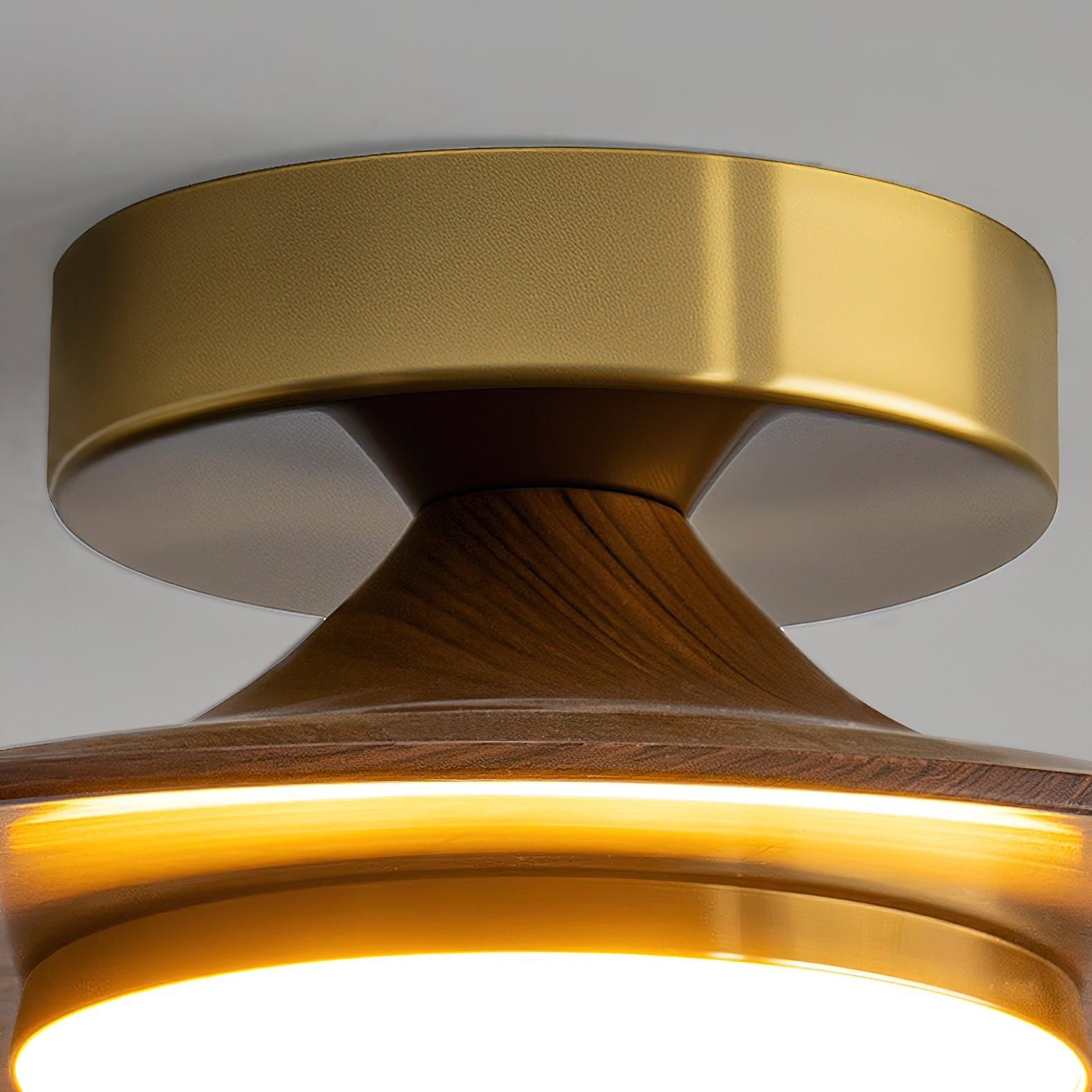 LED Deckenleuchte Walnuss Rund, Flaches Design Dimmbar Warmweiß