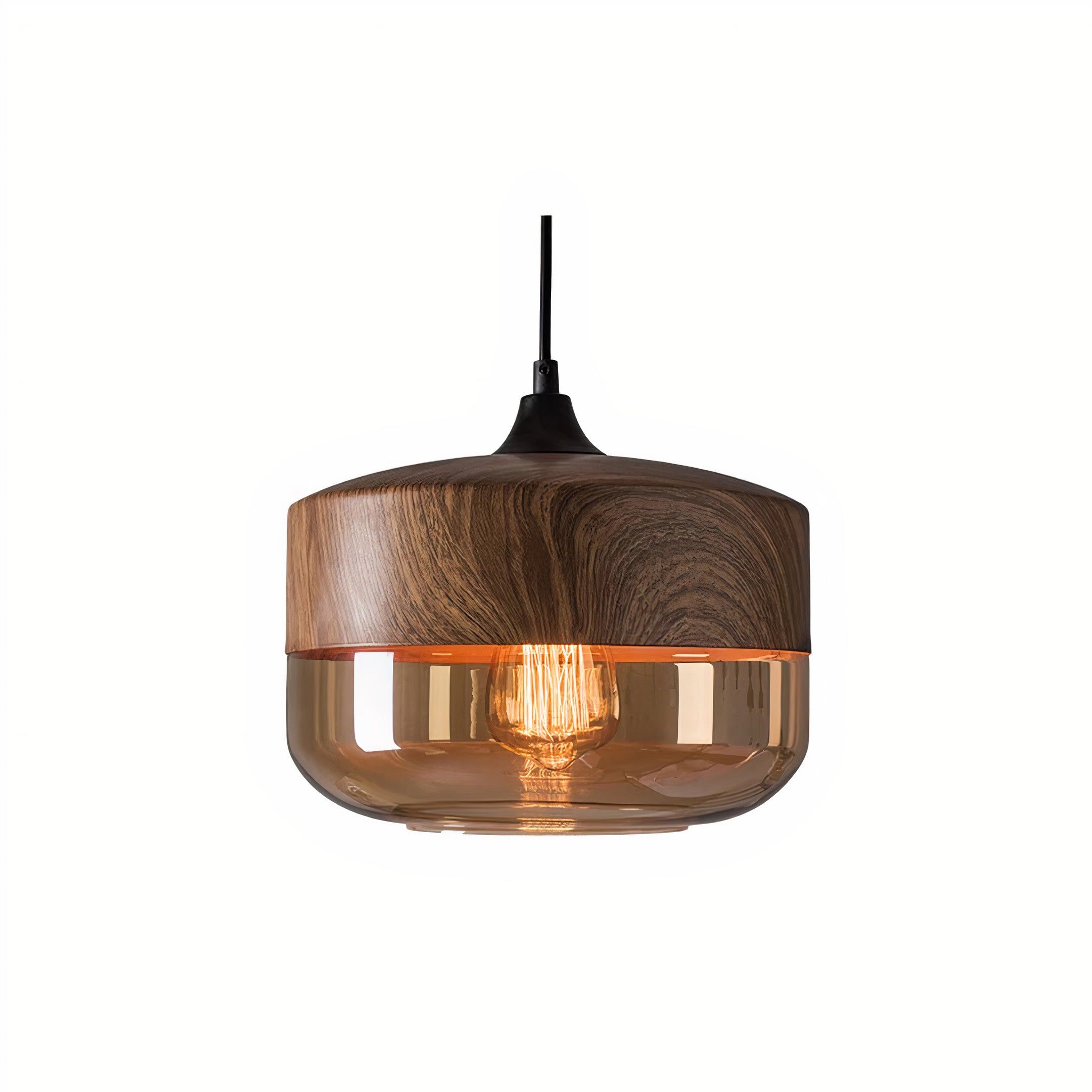 Holz Pendelleuchte Glas farbig, Moderne Hängelampe