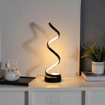 LED Tischlampe Spiral Design, Dimmbar, 3 Lichtfarben, USB oder Akku