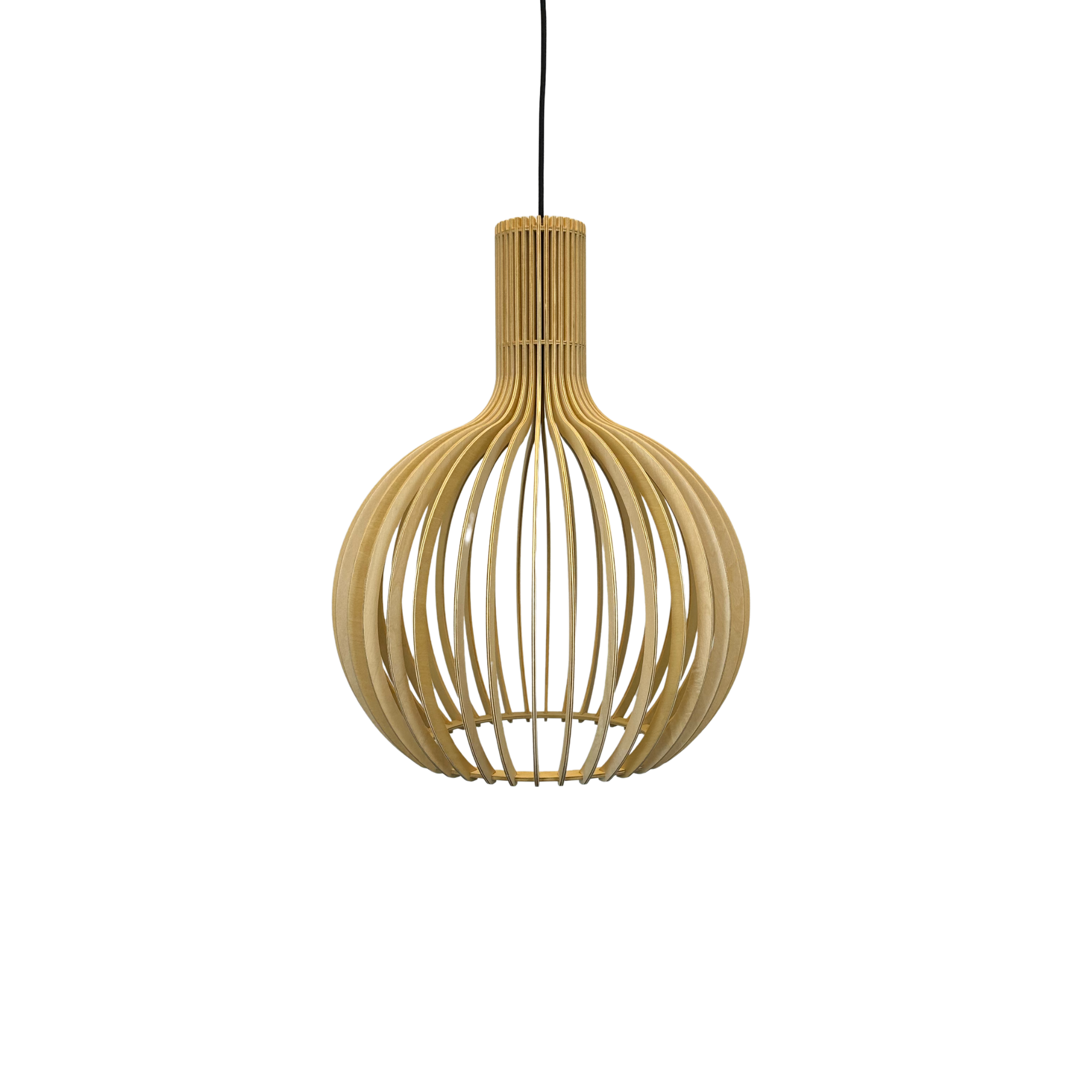 Hängelampe Holz Lamellen, Skandinavische Pendelleuchte E27 35/45/55 cm