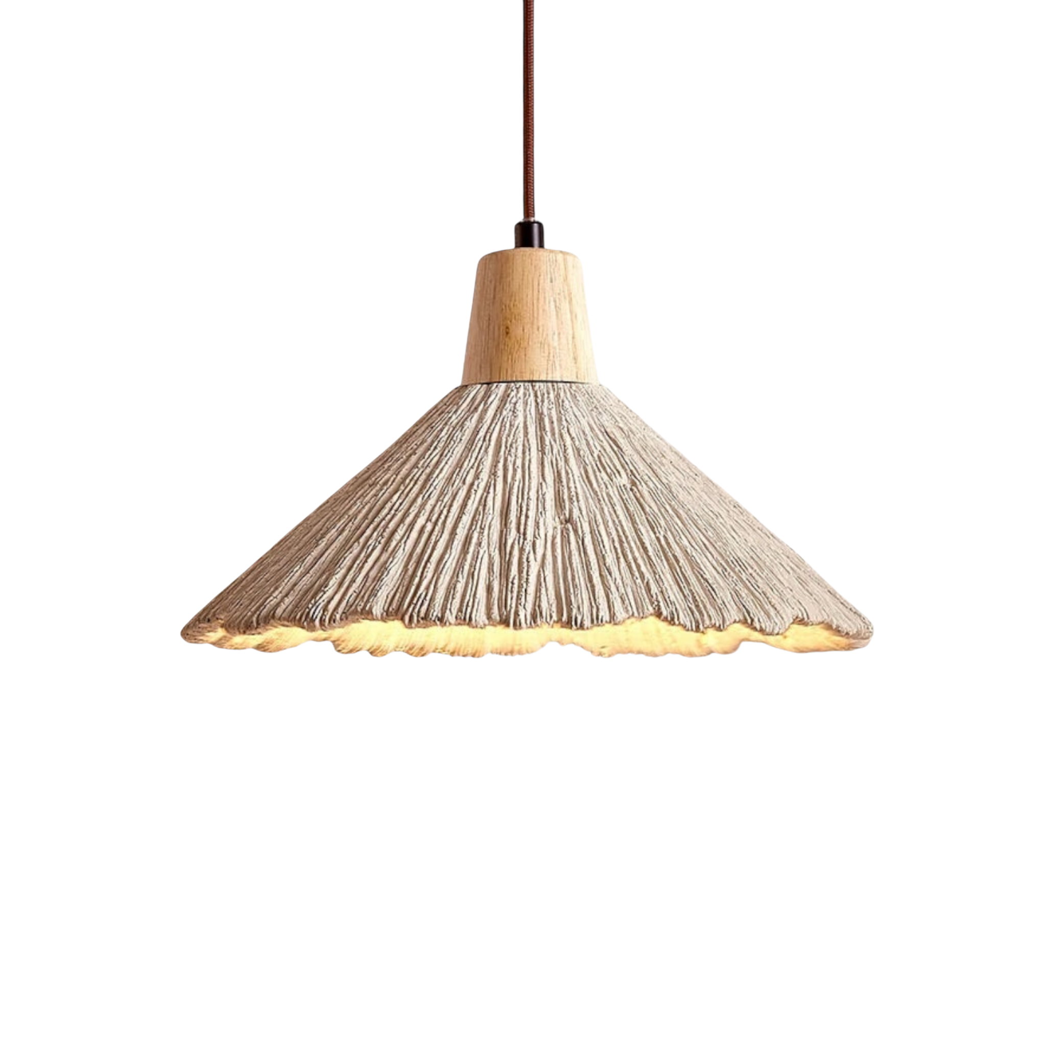 Travertin Hängelampe Beige, Design Pendelleuchte Stein Holz Modern LED