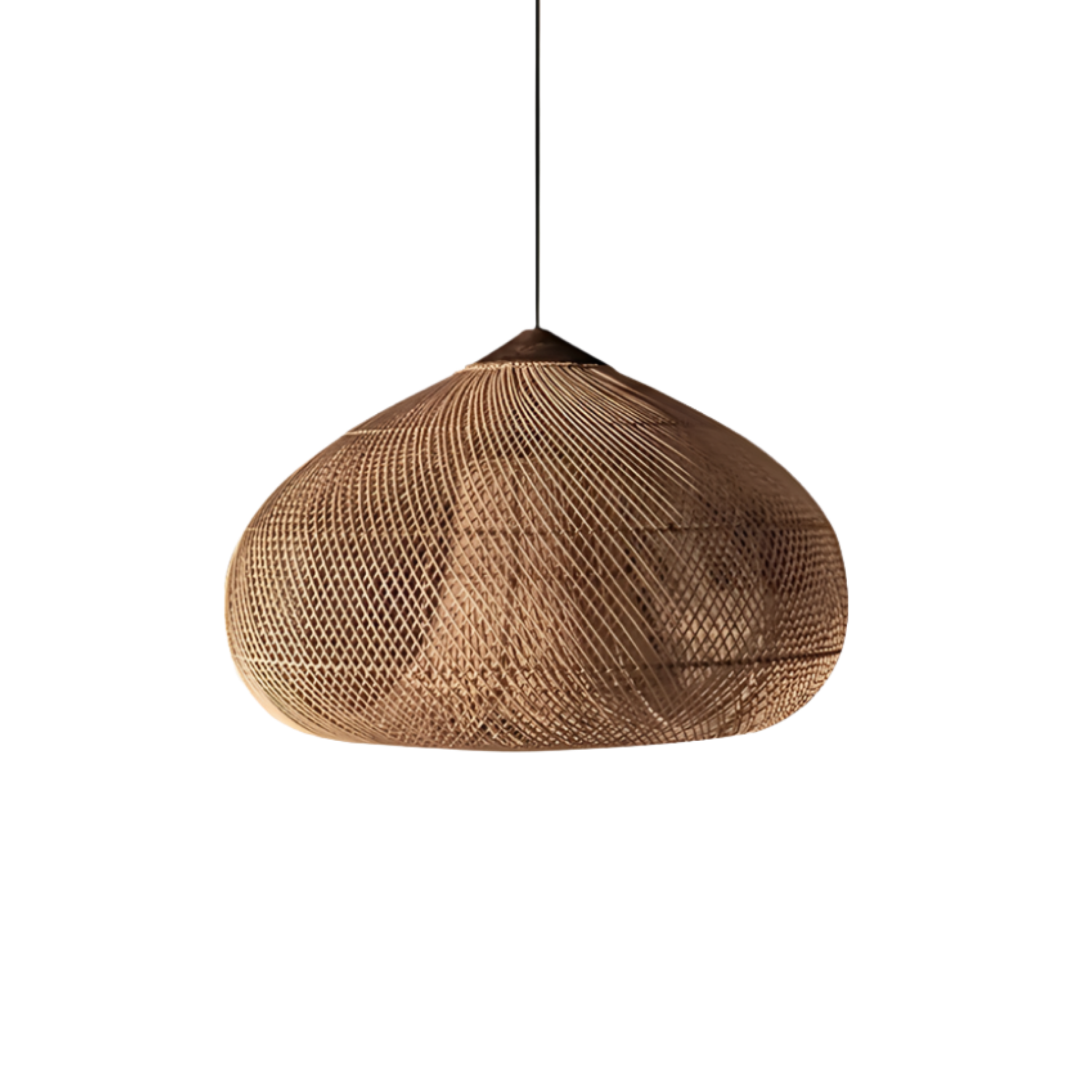 Rattan Hängelampe Natur, Boho Pendelleuchte Geflochten E27