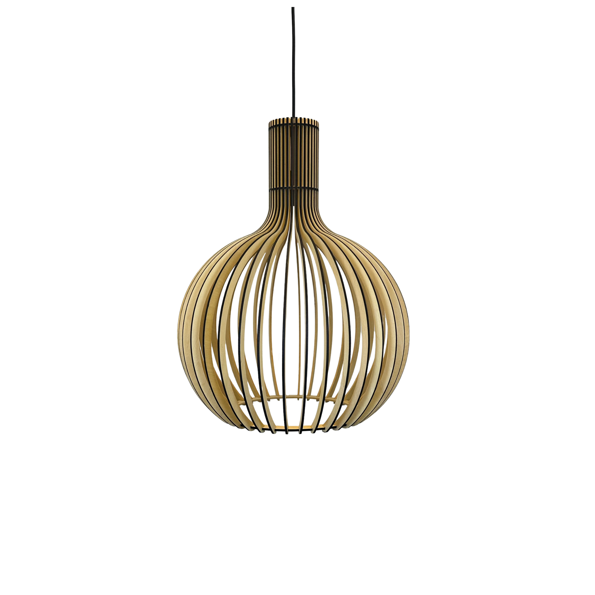 Hängelampe Holz Lamellen, Skandinavische Pendelleuchte E27 35/45/55 cm