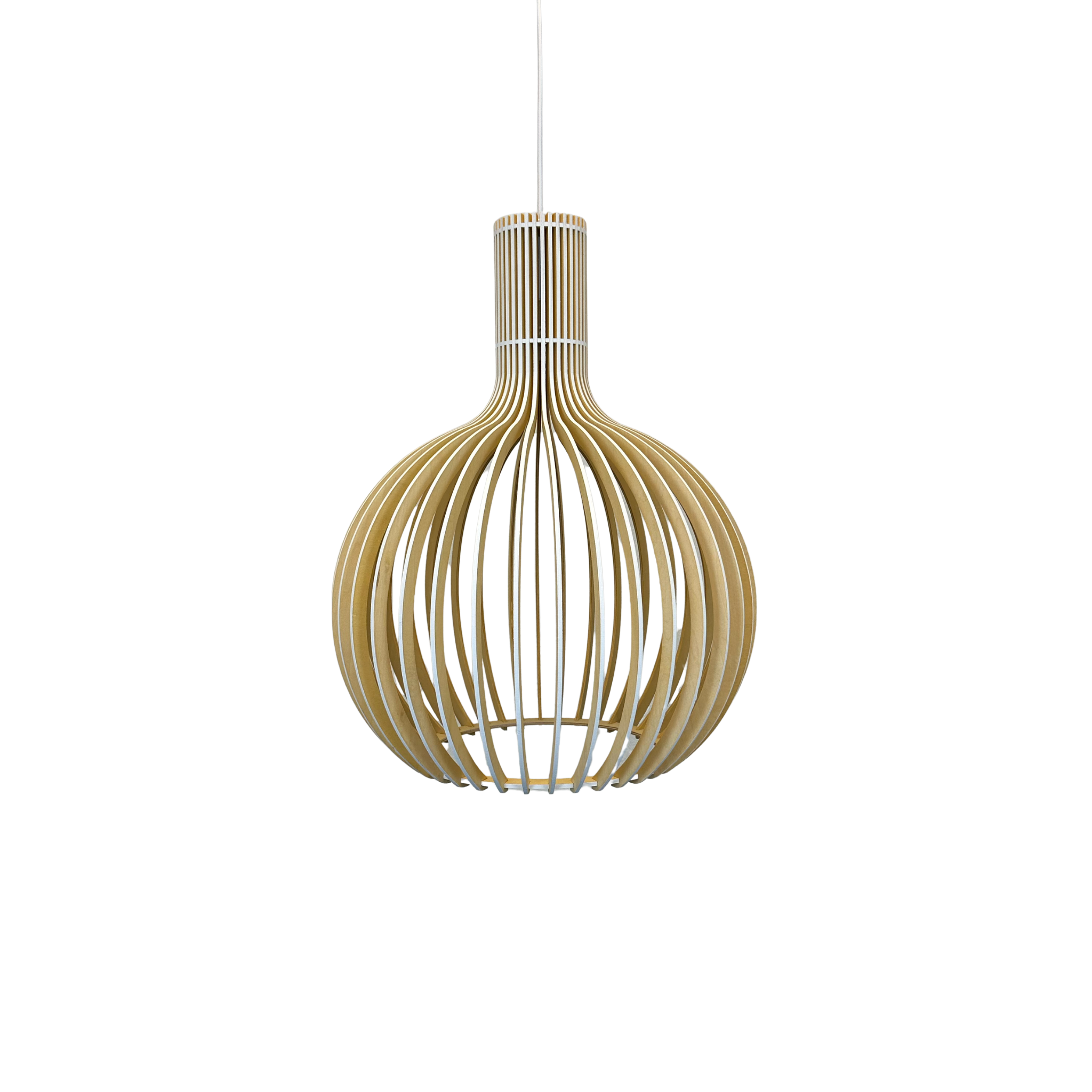 Hängelampe Holz Lamellen, Skandinavische Pendelleuchte E27 35/45/55 cm