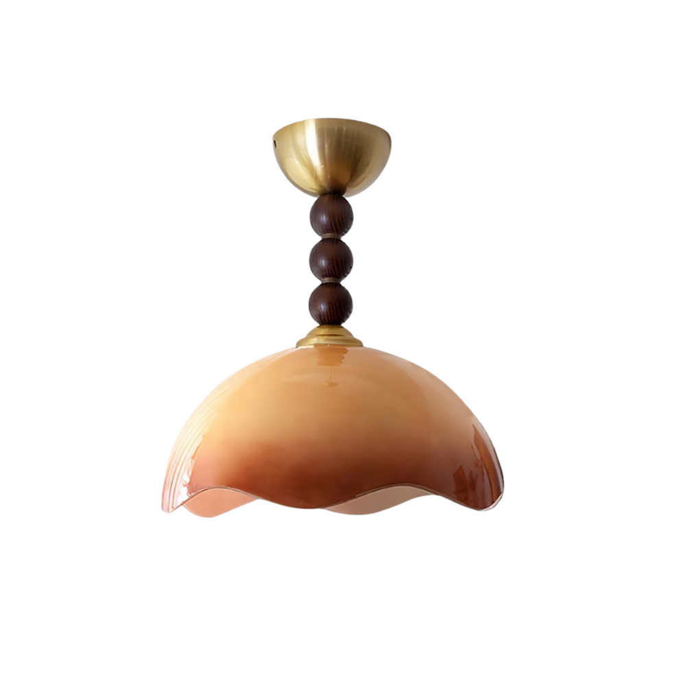 Glas Holz Deckenleuchte Rund Ø35 cm, Dimmbar