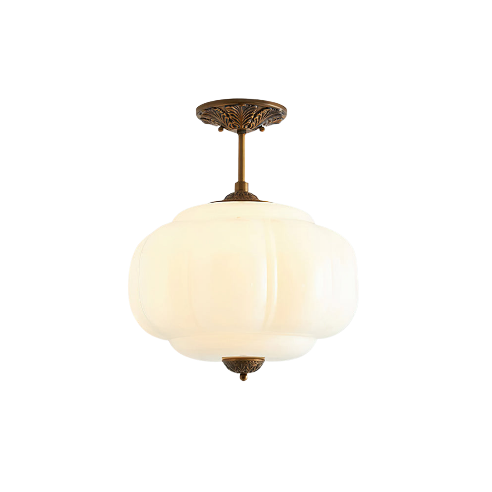Deckenleuchte Glas Wellenform Grün, Design Deckenlampe Messing Ø38 cm