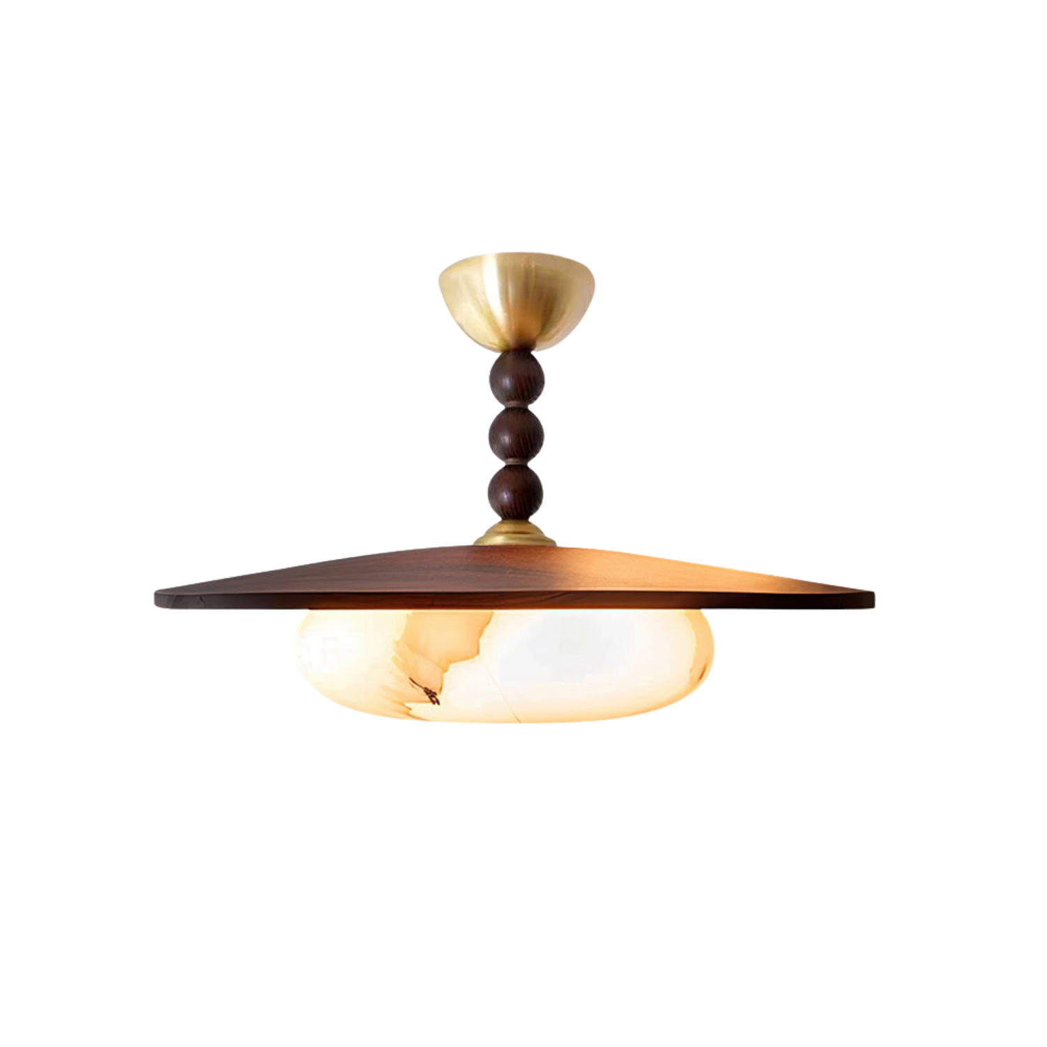 Deckenleuchte Holz Alabaster Rund, LED Deckenlampe Modern Ø36 cm 3000K