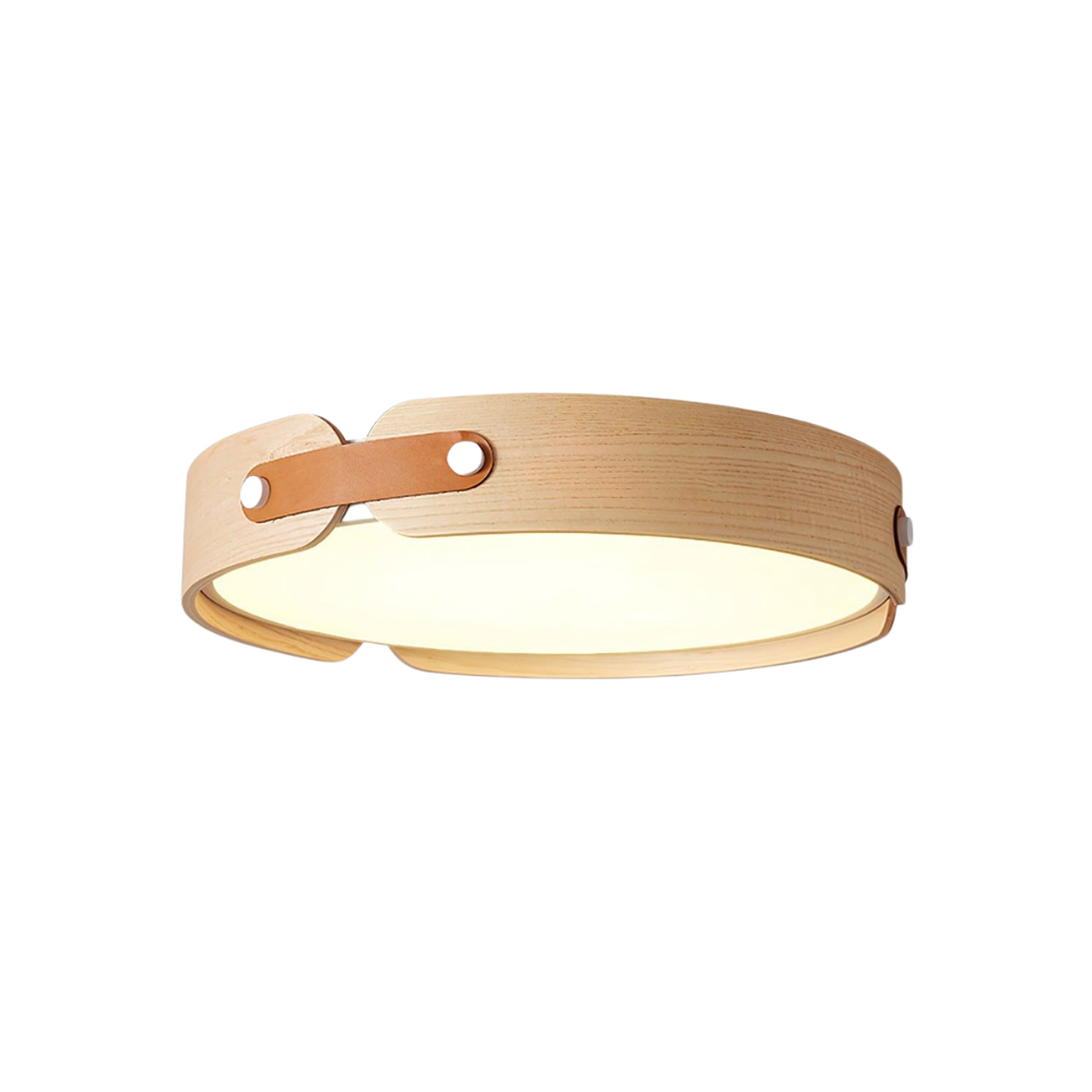LED Deckenleuchte Flach Rund Holzoptik, Warmweiß 3000K