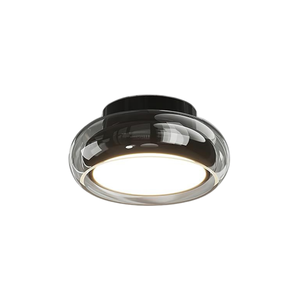LED Deckenleuchte Glas Cognac Rund Flach, Warmweiß 3000K