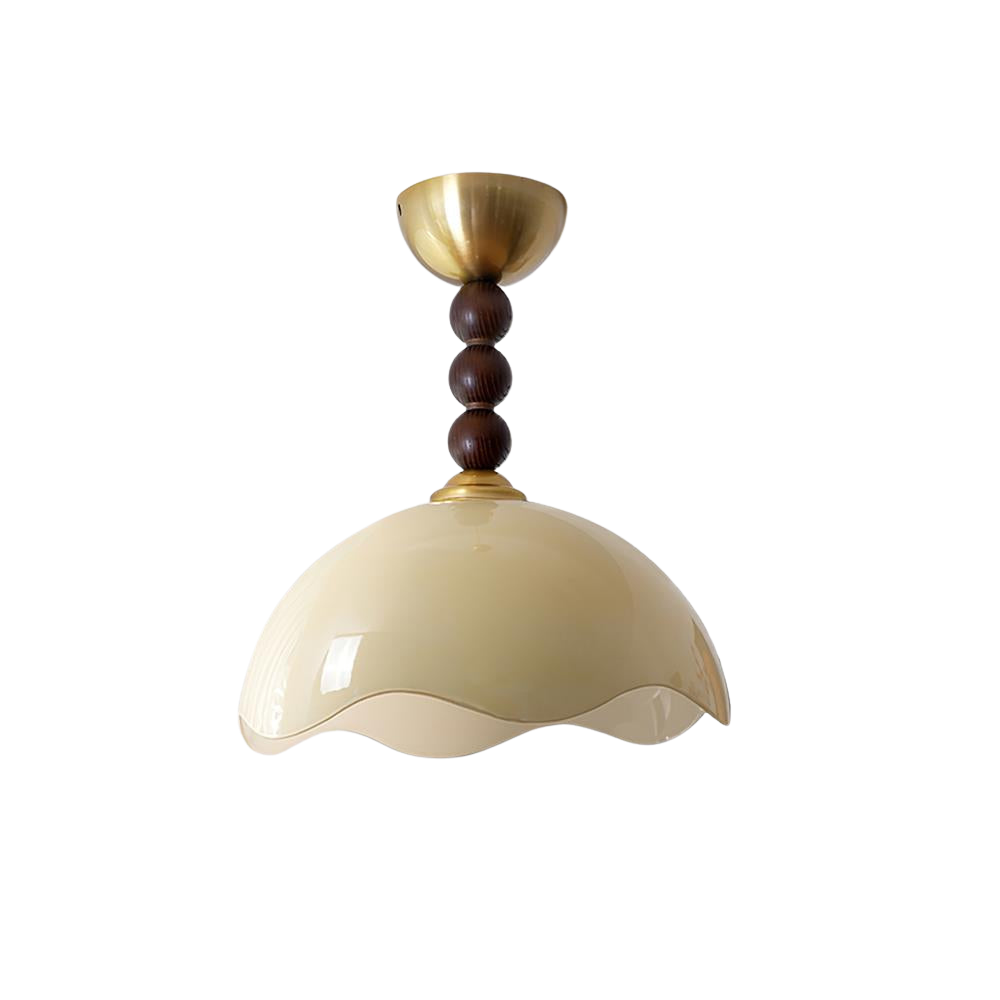 Glas Holz Deckenleuchte Rund Ø35 cm, Dimmbar