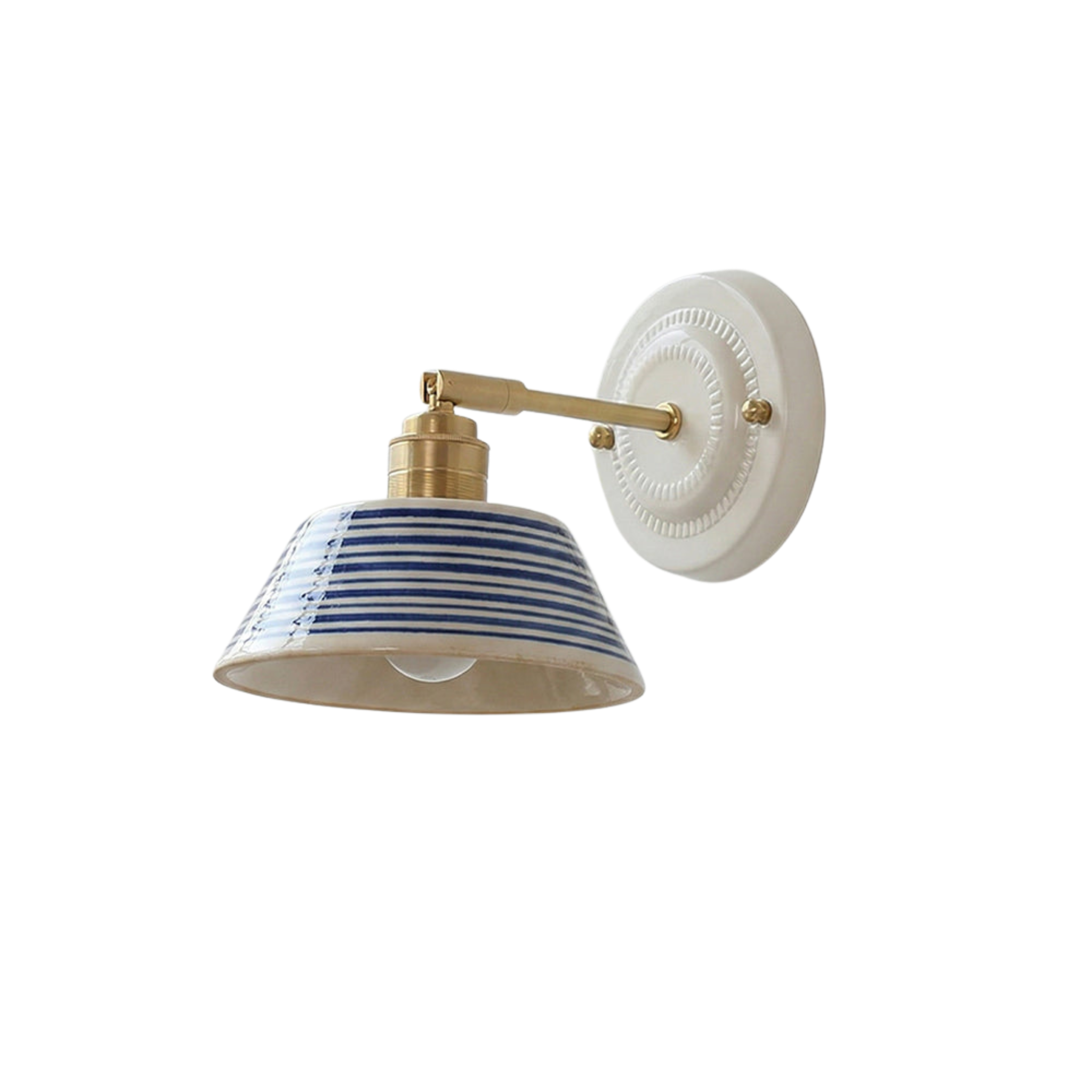 Wandleuchte Keramik Blumen Indigo, Design Wandlampe Messing E27