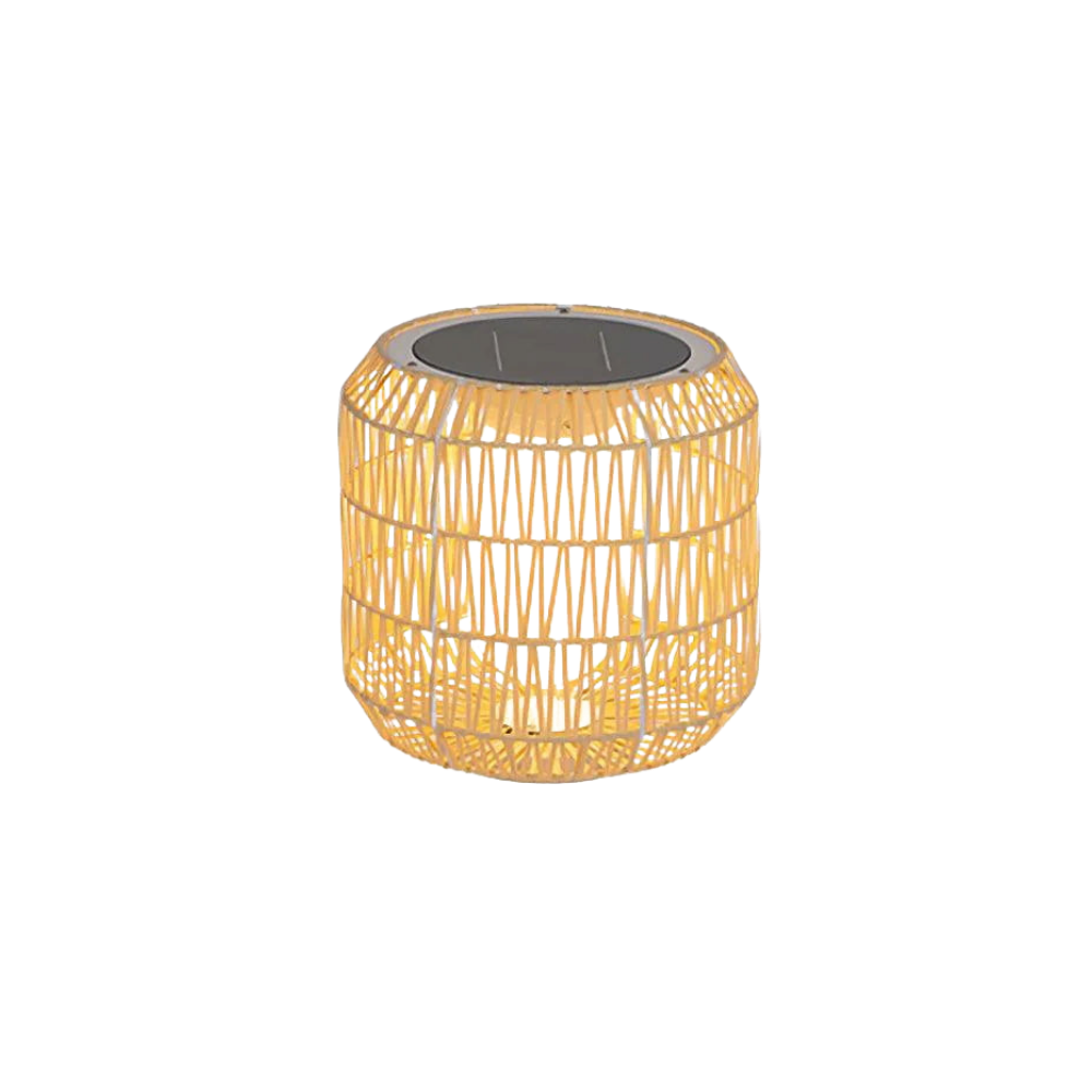 Rattan Outdoor Tischleuchte, Wetterfestes Boho Design Dimmbar