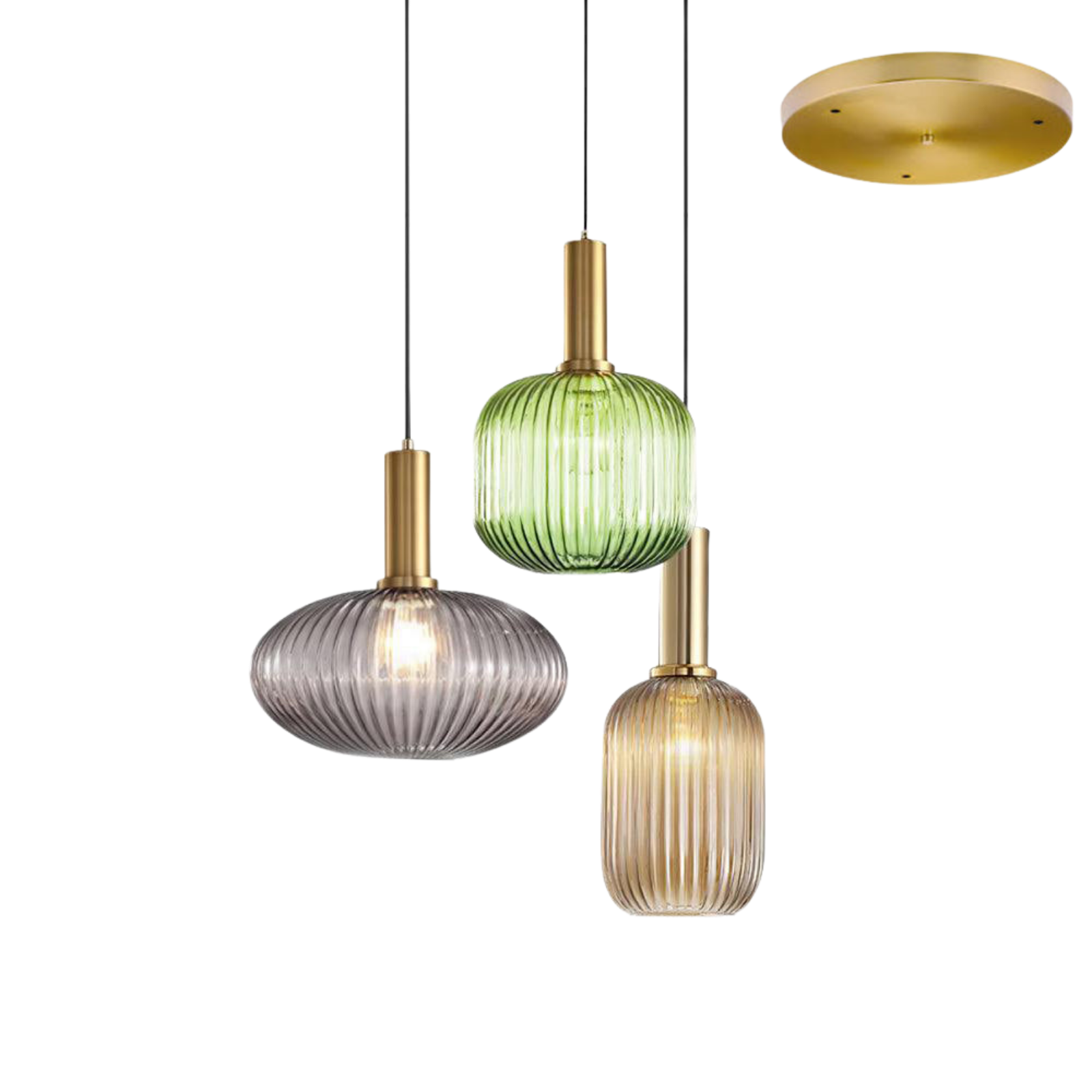 Pendelleuchte Glas Geriffelt, Vintage Design Dimmbar E27