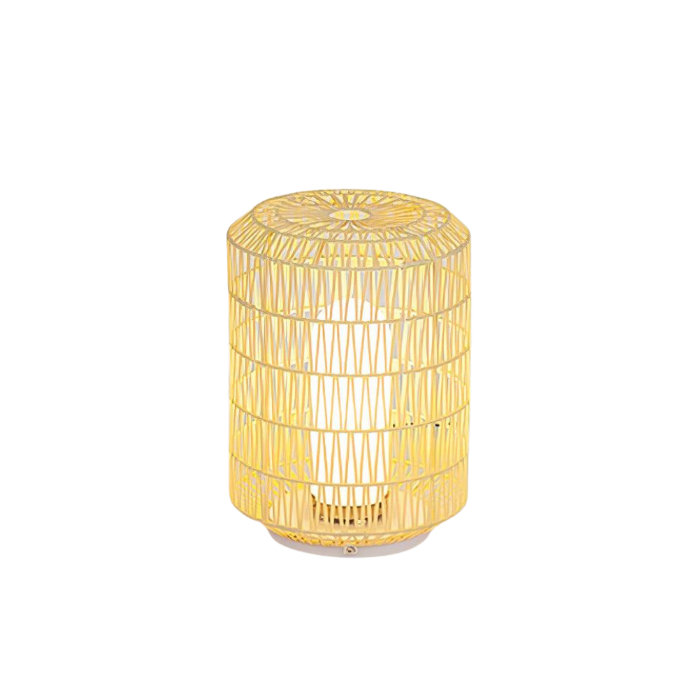 Rattan Outdoor Tischleuchte, Wetterfestes Boho Design Dimmbar