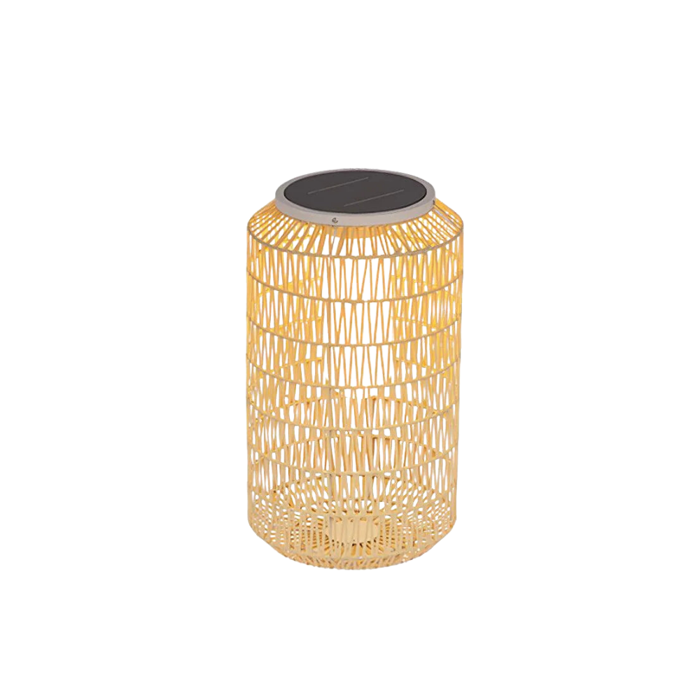 Rattan Outdoor Tischleuchte, Wetterfestes Boho Design Dimmbar