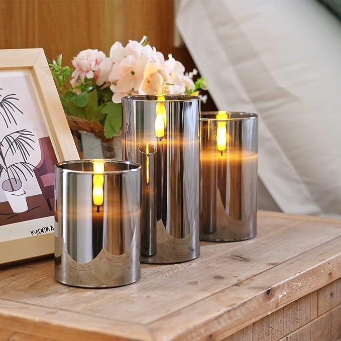 LED Kerzen Set, 3 Stück, mit Fernbedienung, Flammeneffekt