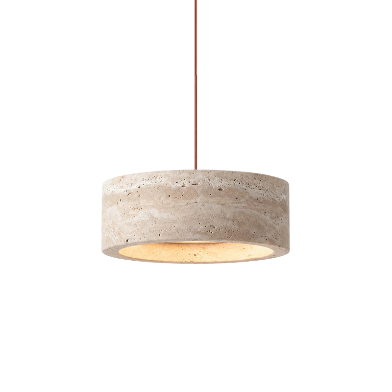 Travertin Pendelleuchte Naturstein, Wabi Sabi Design Höhenverstellbar