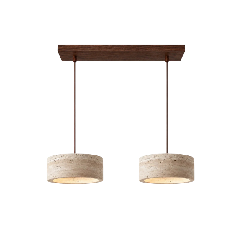 Travertin Pendelleuchte Naturstein, Wabi Sabi Design Höhenverstellbar
