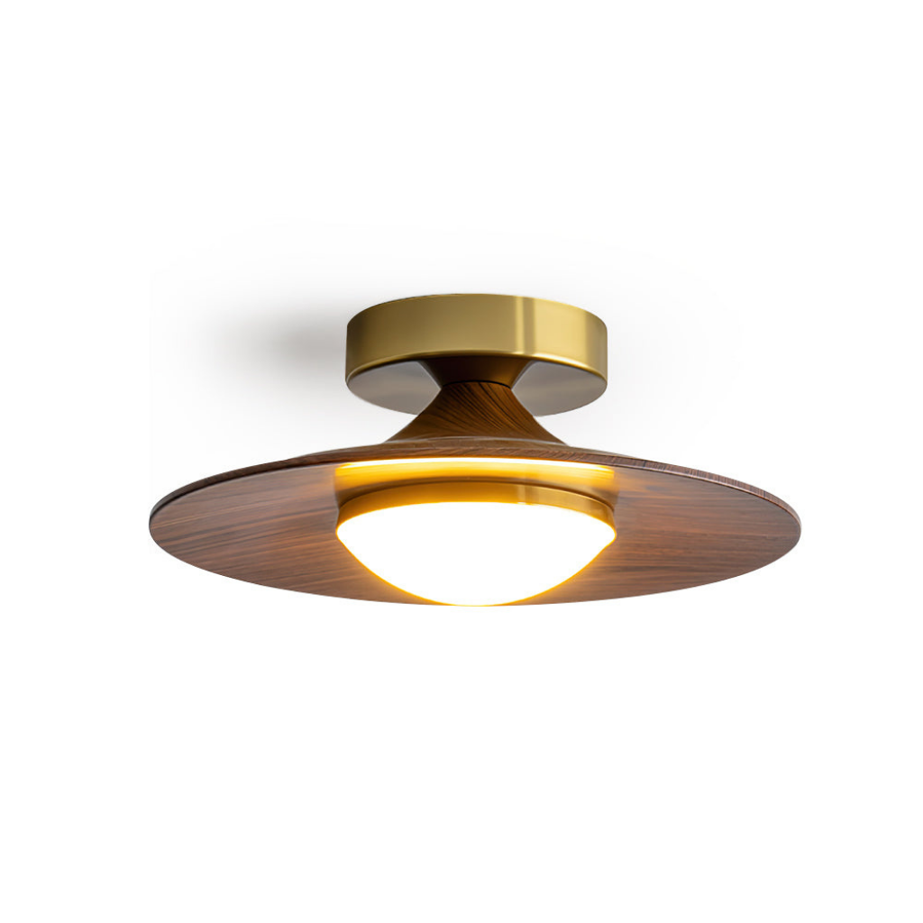 LED Deckenleuchte Walnuss Rund, Flaches Design Dimmbar Warmweiß