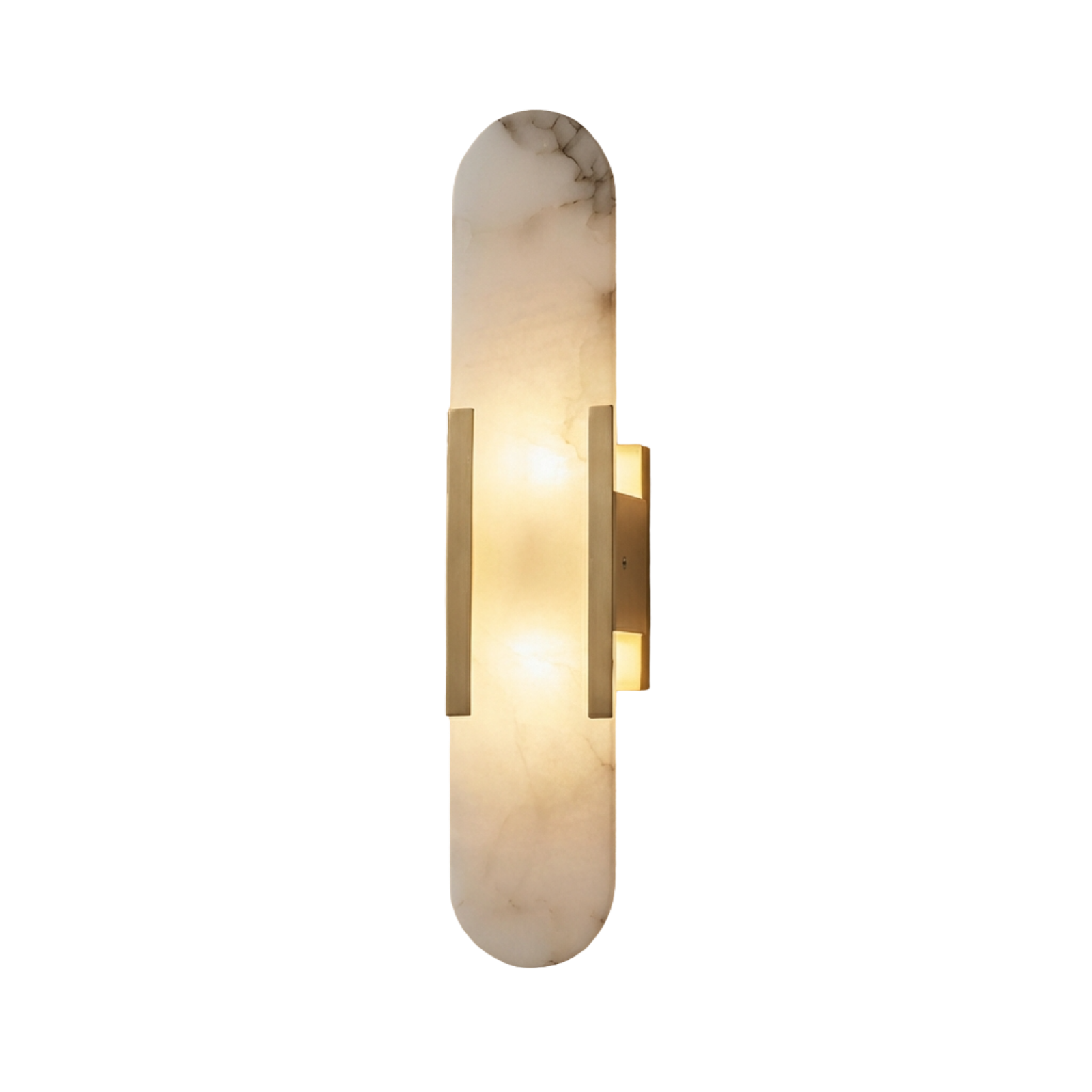 Alabaster Wandleuchte Messing, Handgefertigtes Design Warmweiß
