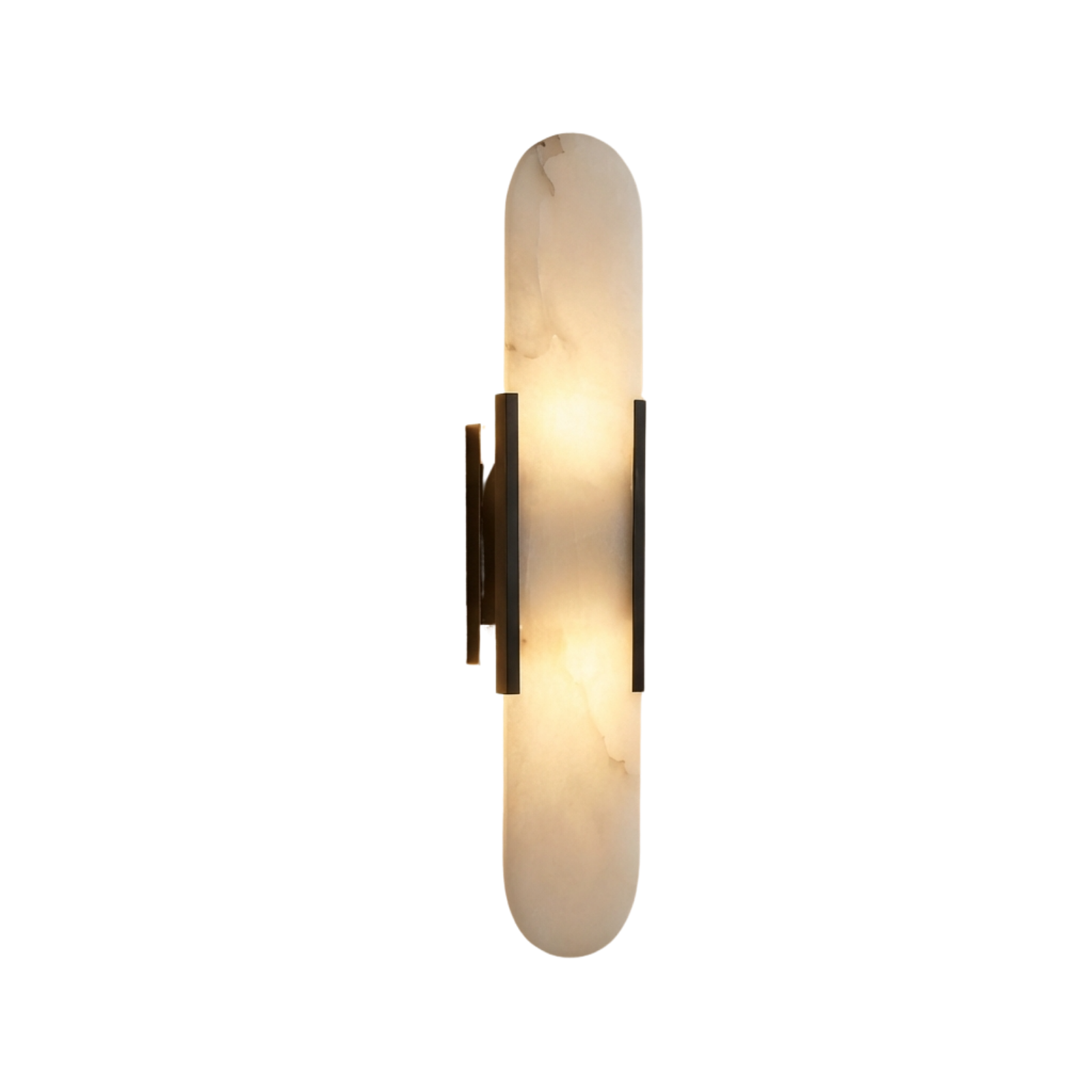 Alabaster Wandleuchte Messing, Handgefertigtes Design Warmweiß