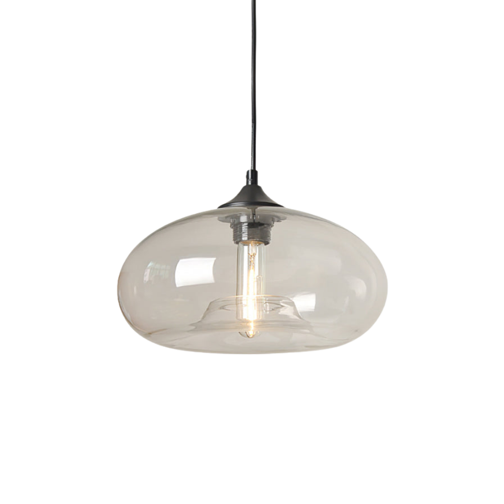 Glas Pendelleuchte Oval, Mundgeblasenes Design E27