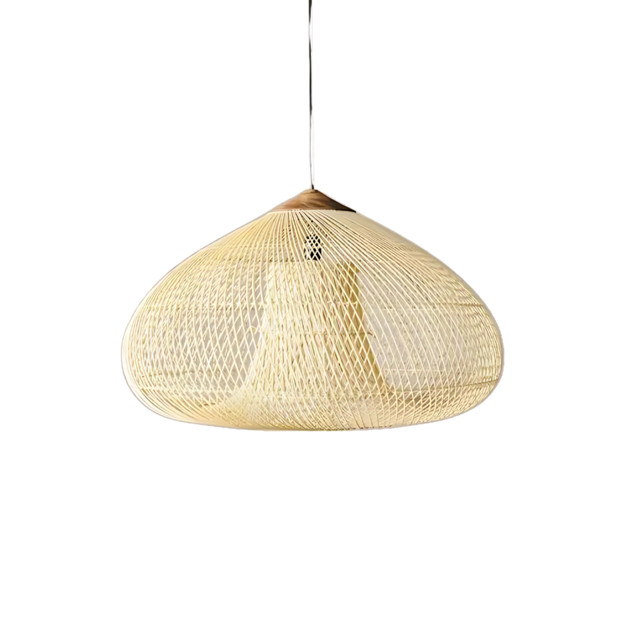 Rattan Hängelampe Natur, Boho Pendelleuchte Geflochten E27