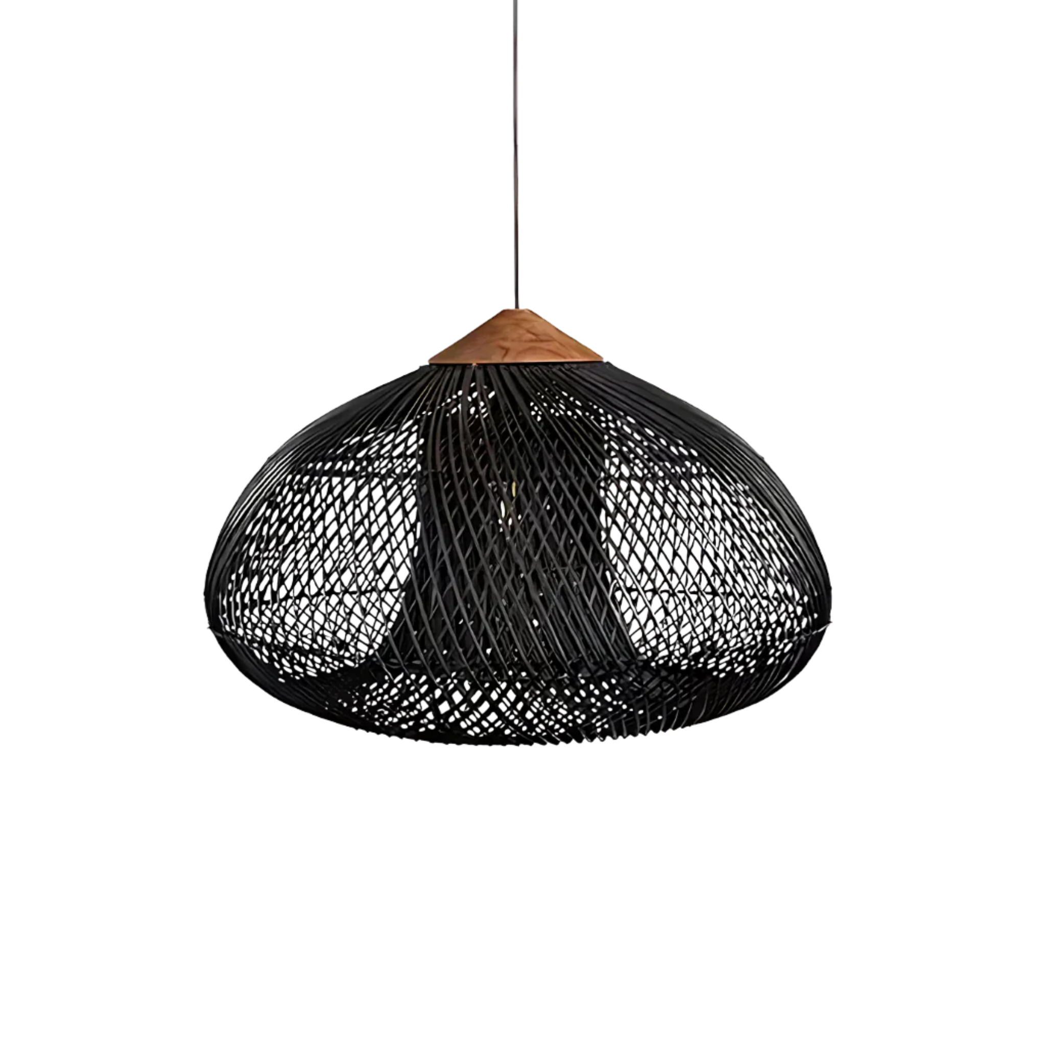 Rattan Hängelampe Natur, Boho Pendelleuchte Geflochten E27