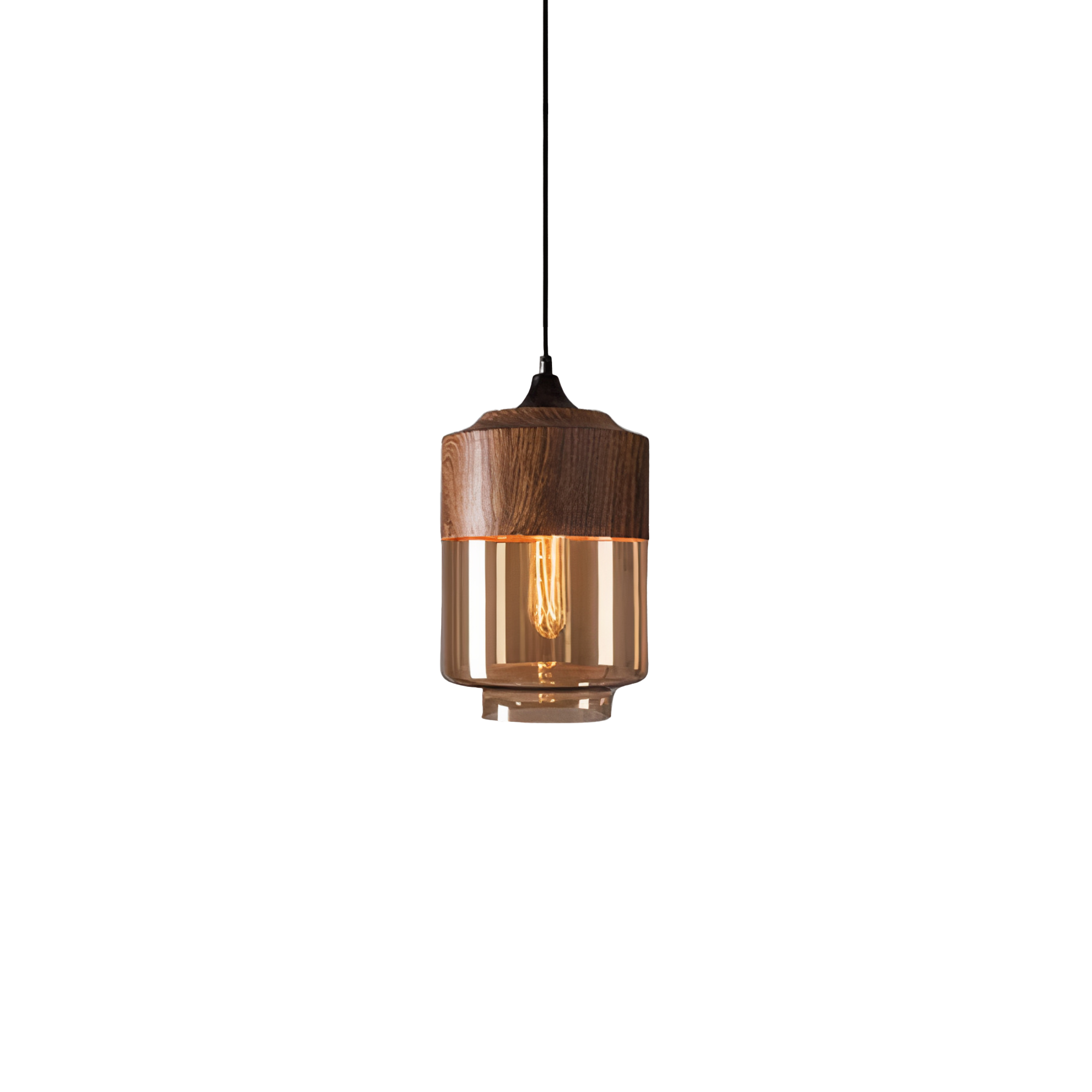 Holz Pendelleuchte Glas farbig, Moderne Hängelampe