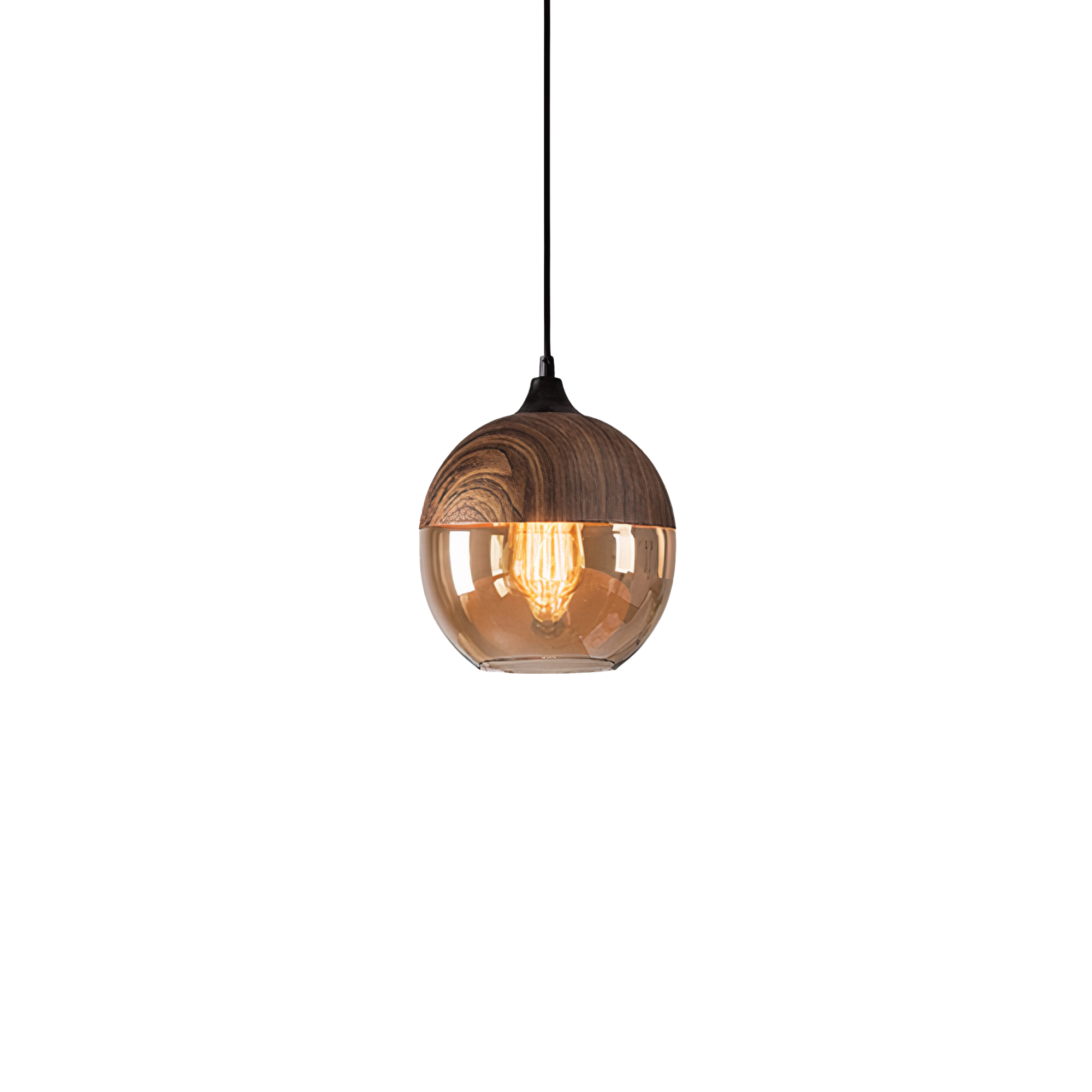 Holz Pendelleuchte Glas farbig, Moderne Hängelampe