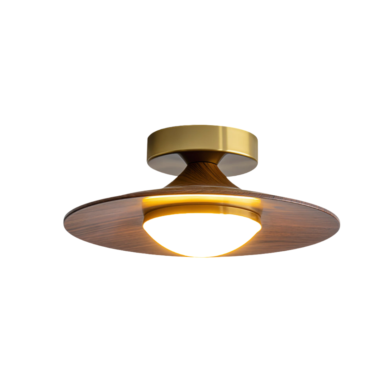 LED Deckenleuchte Walnuss Rund, Flaches Design Dimmbar Warmweiß