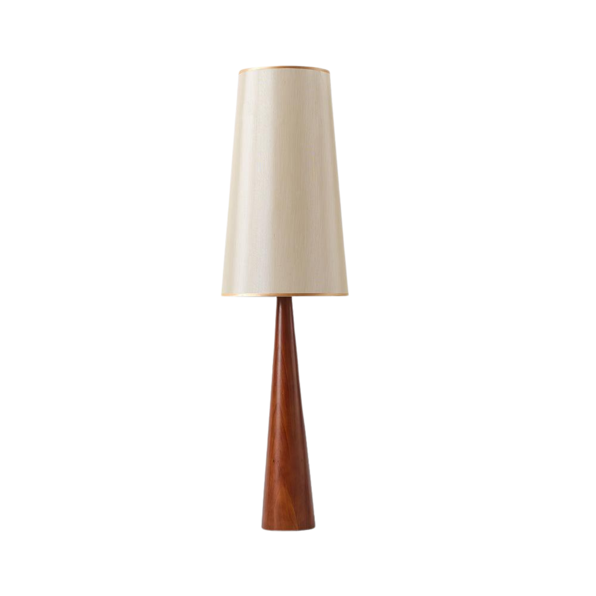 Stehlampe Holz Stoff, Design Stehleuchte Konisch E27