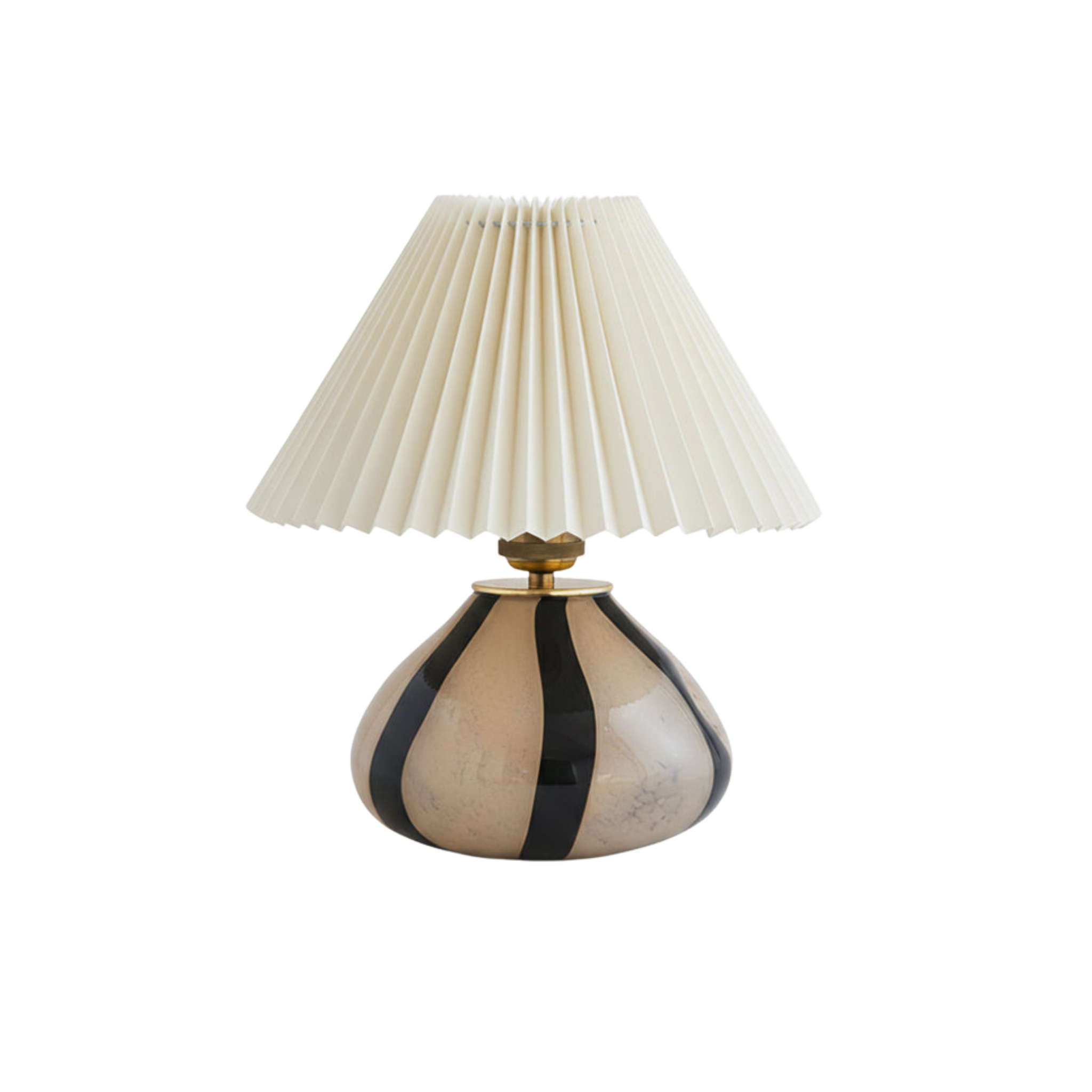 Tischlampe Stoff Plissee, Design Tischleuchte Glas E27
