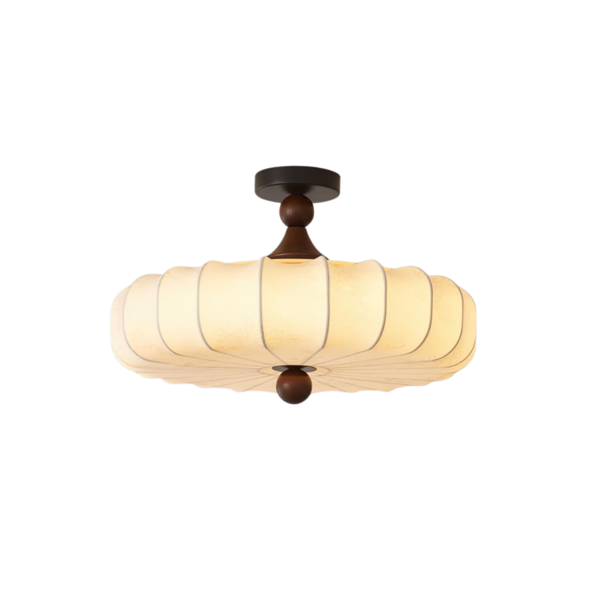 Deckenleuchte Stoff Floral Rund, LED Deckenlampe Holz 35/45/55 cm