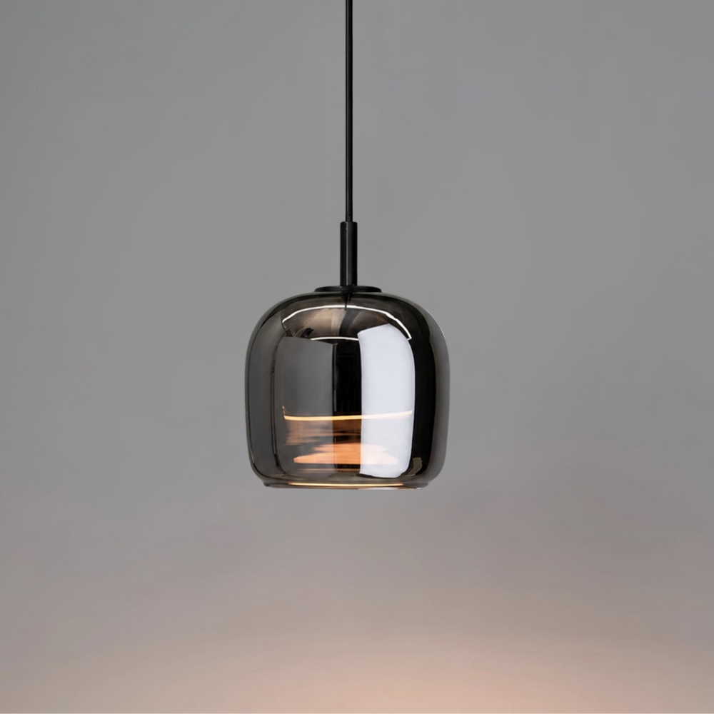 Rauchglas Pendelleuchte Kugel, LED Hängeleuchte modern