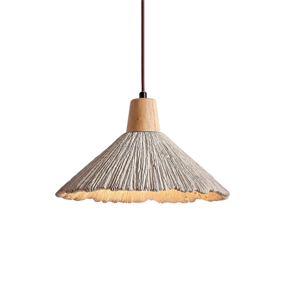Pendelleuchte Zement Holz Ø25 cm,  Handgefertigt Modern