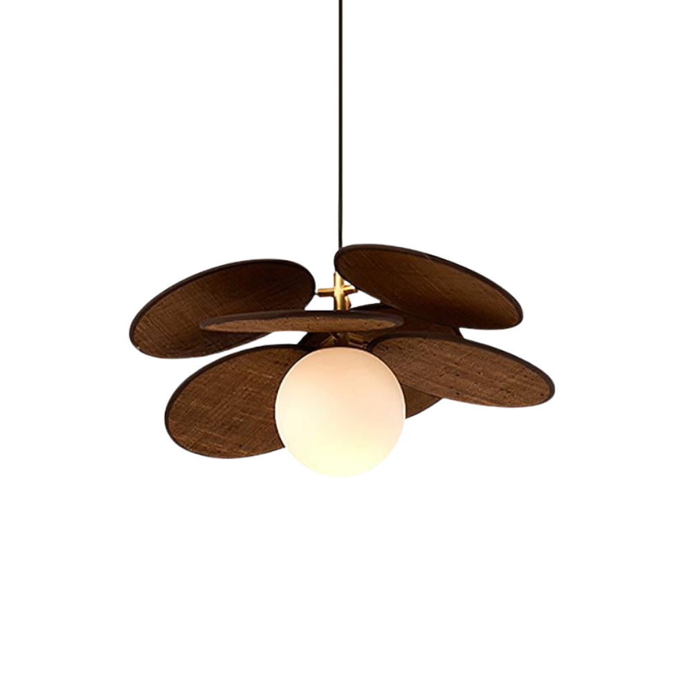 Pendelleuchte Rattan Natur Ø45 cm, Boho Hängeleuchte Handgefertigt