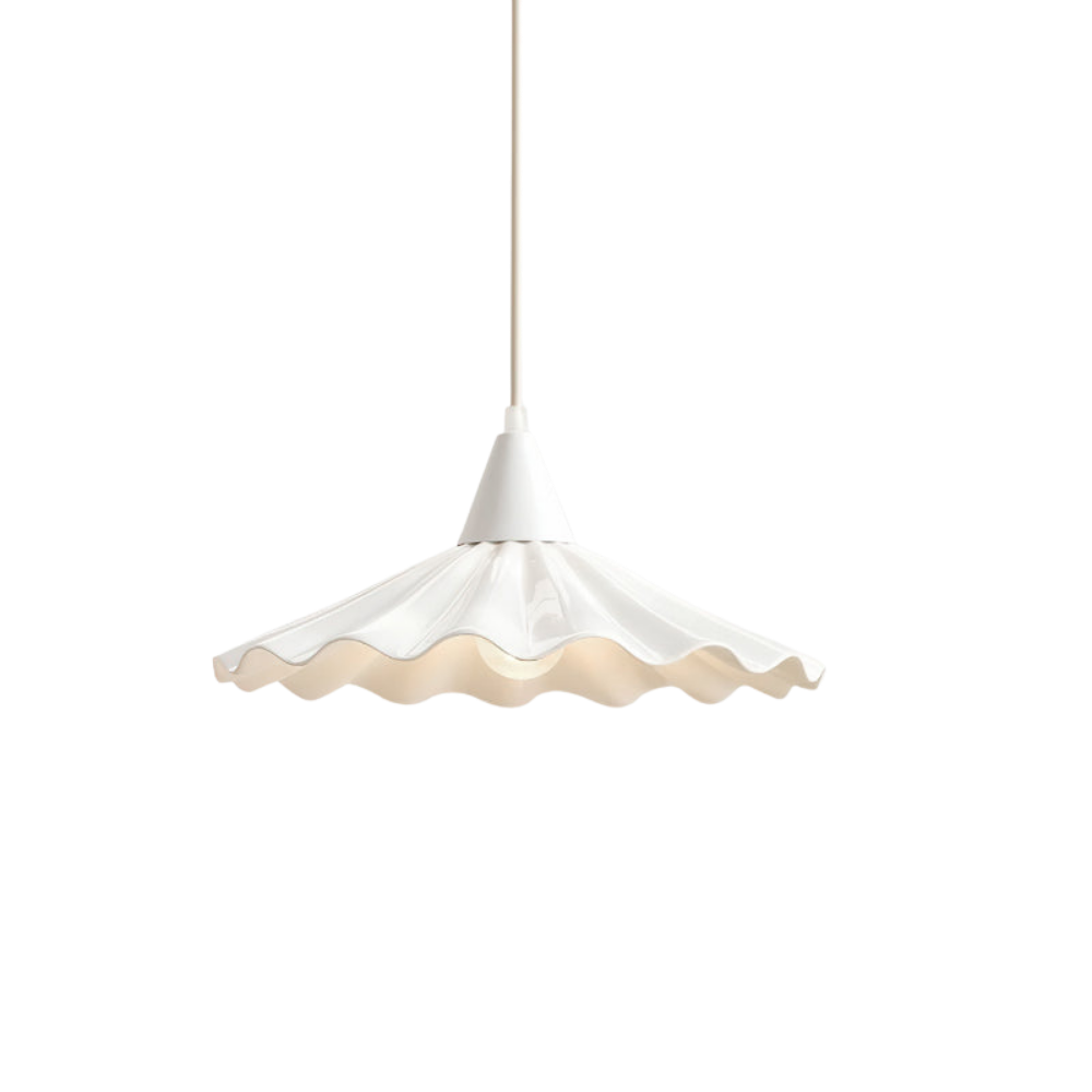 Bone China Pendelleuchte Weiß, Wellenförmiges Design, Dimmbar Höhenverstellbar