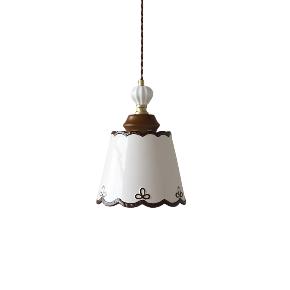Keramik Pendelleuchte Handbemalt Ø25 cm, Vintage Design