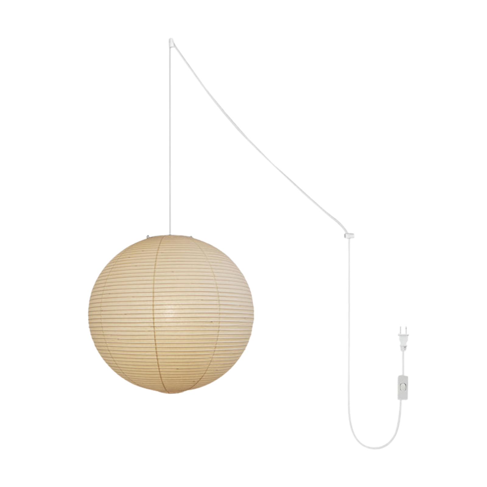 Pendelleuchte Baumwollpapier Rund, Japandi Design Dimmbar mit Stecker