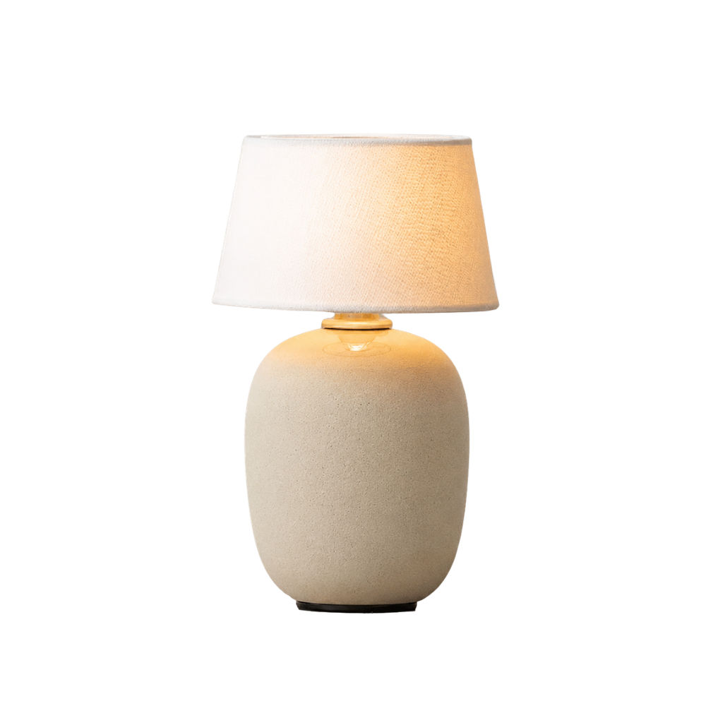 Keramik Tischlampe Stoff Schirm, Dimmbar Touch LED Warmweiß mit USB Anschluss