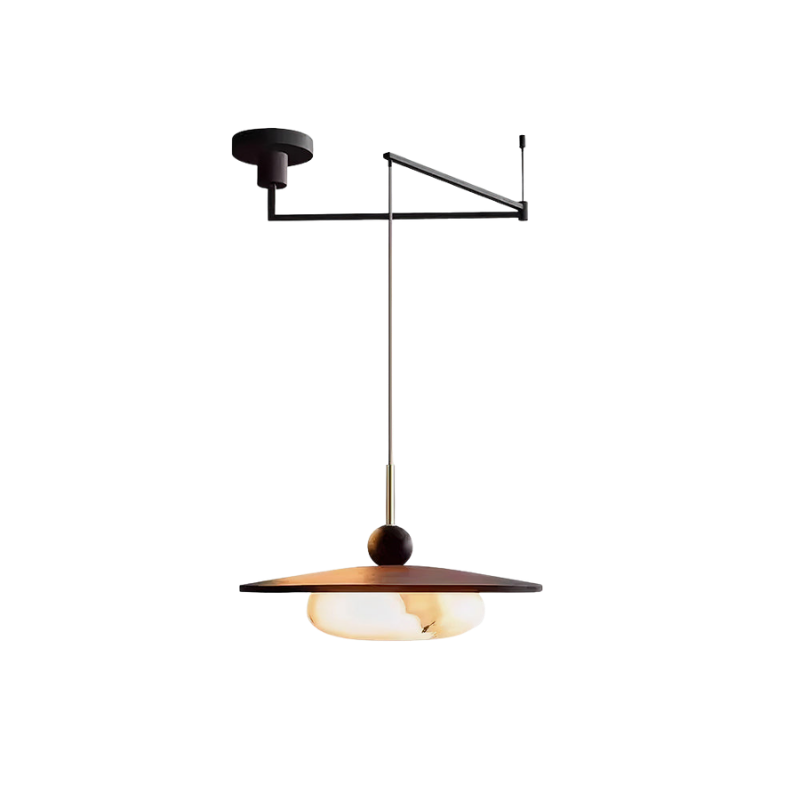 Pendelleuchte Alabaster Holz Schwenkarm, Warmweiß 3000K Modernes Design