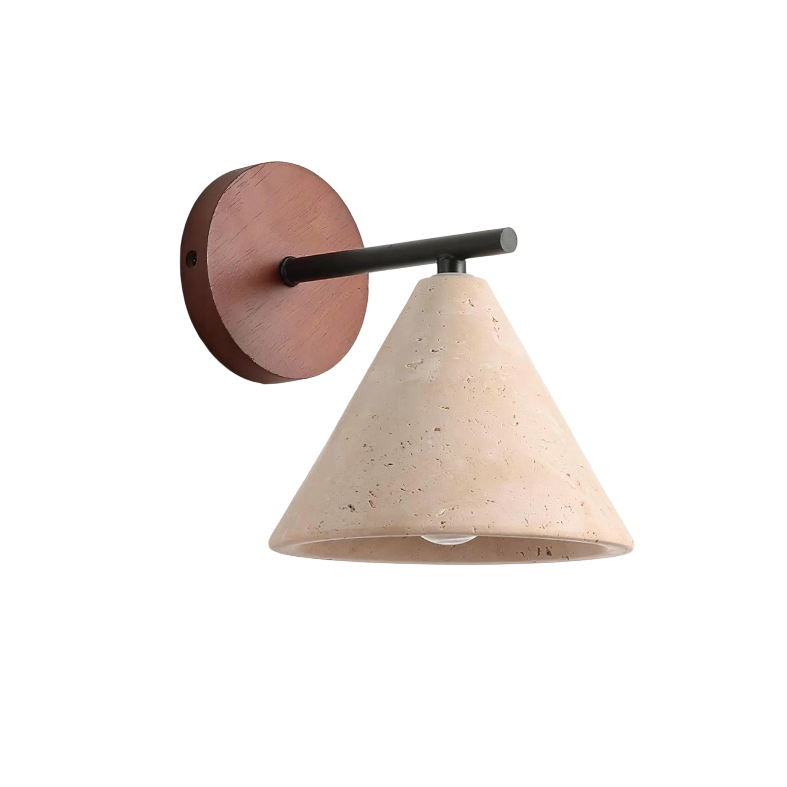 Travertin Wandleuchte Kegelform, Naturstein Design Wabi Sabi